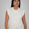 Samantha Vest – Elegant Knit with Gold Button Accents