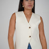 Selena Vest – Minimalist Knit in Cream with Gold Buttons