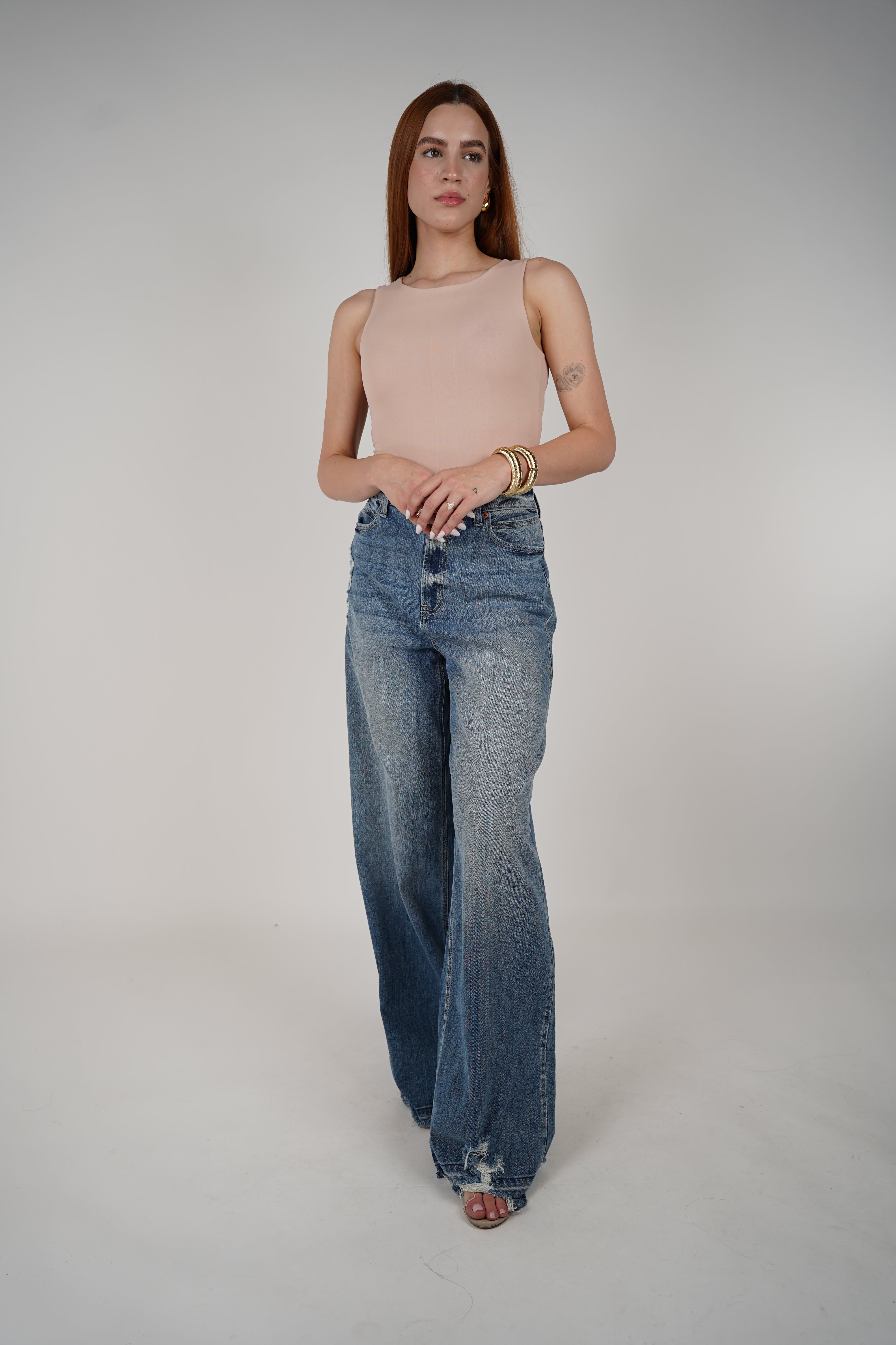 Flex Wide Jean – Distressed Hem with Laid-Back Vibe