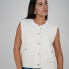 Zhoe Sweater Vest – Navy Knit with Gold Button Detail