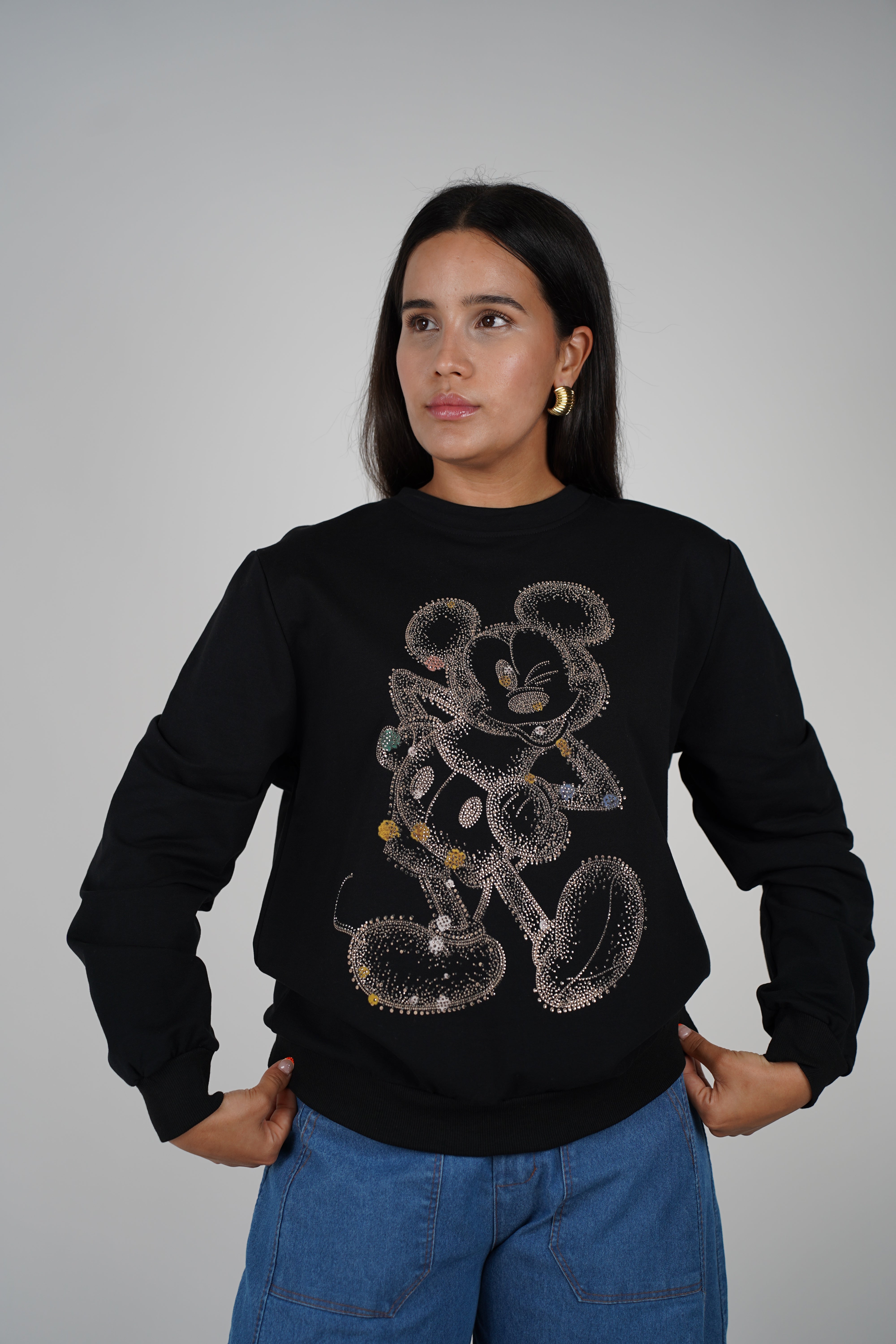Gold Mickey Sweater – Glam Studded Disney-Inspired Sweatshirt