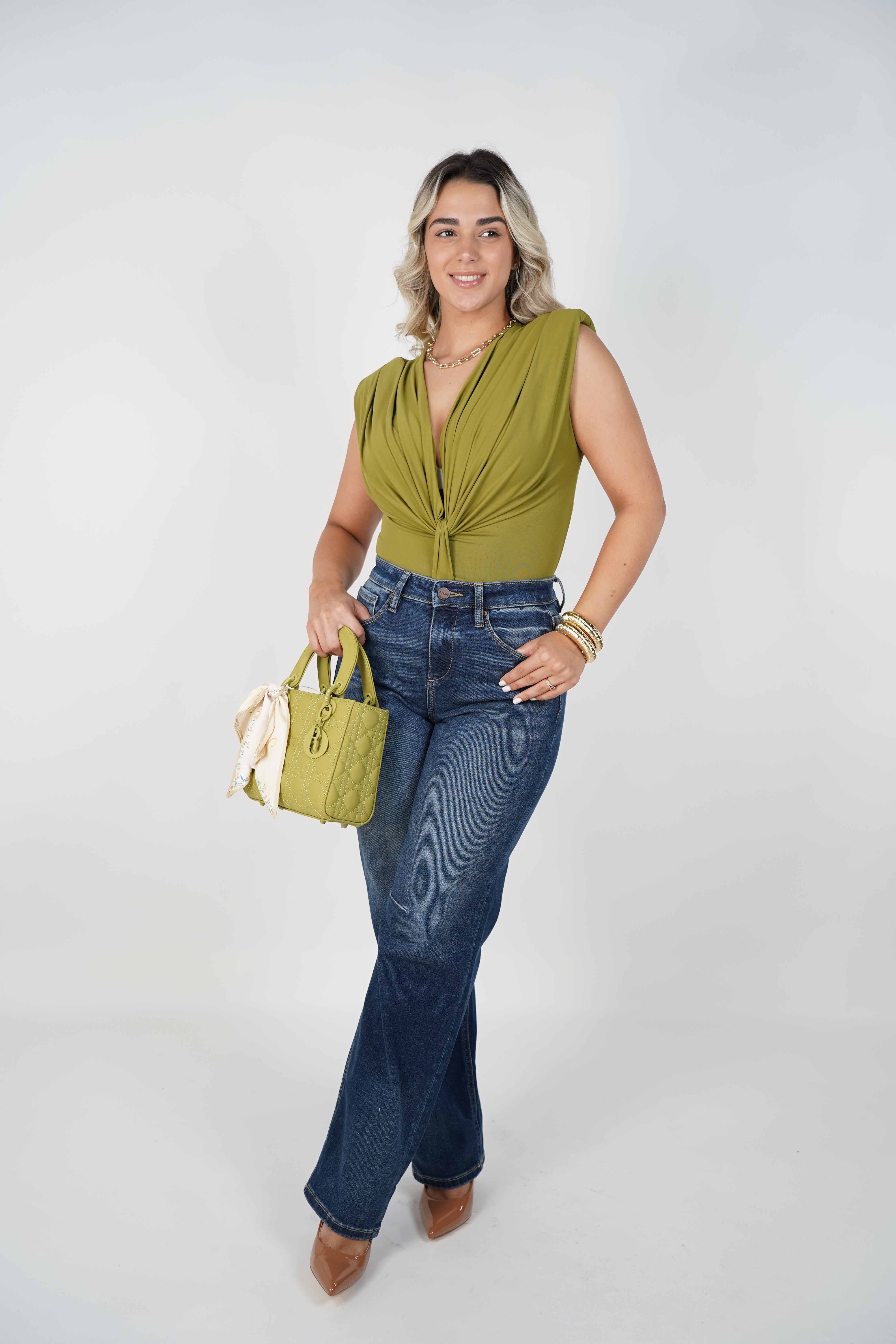 Marcelita Bodysuit – Luxe Twist Front Stretch Top