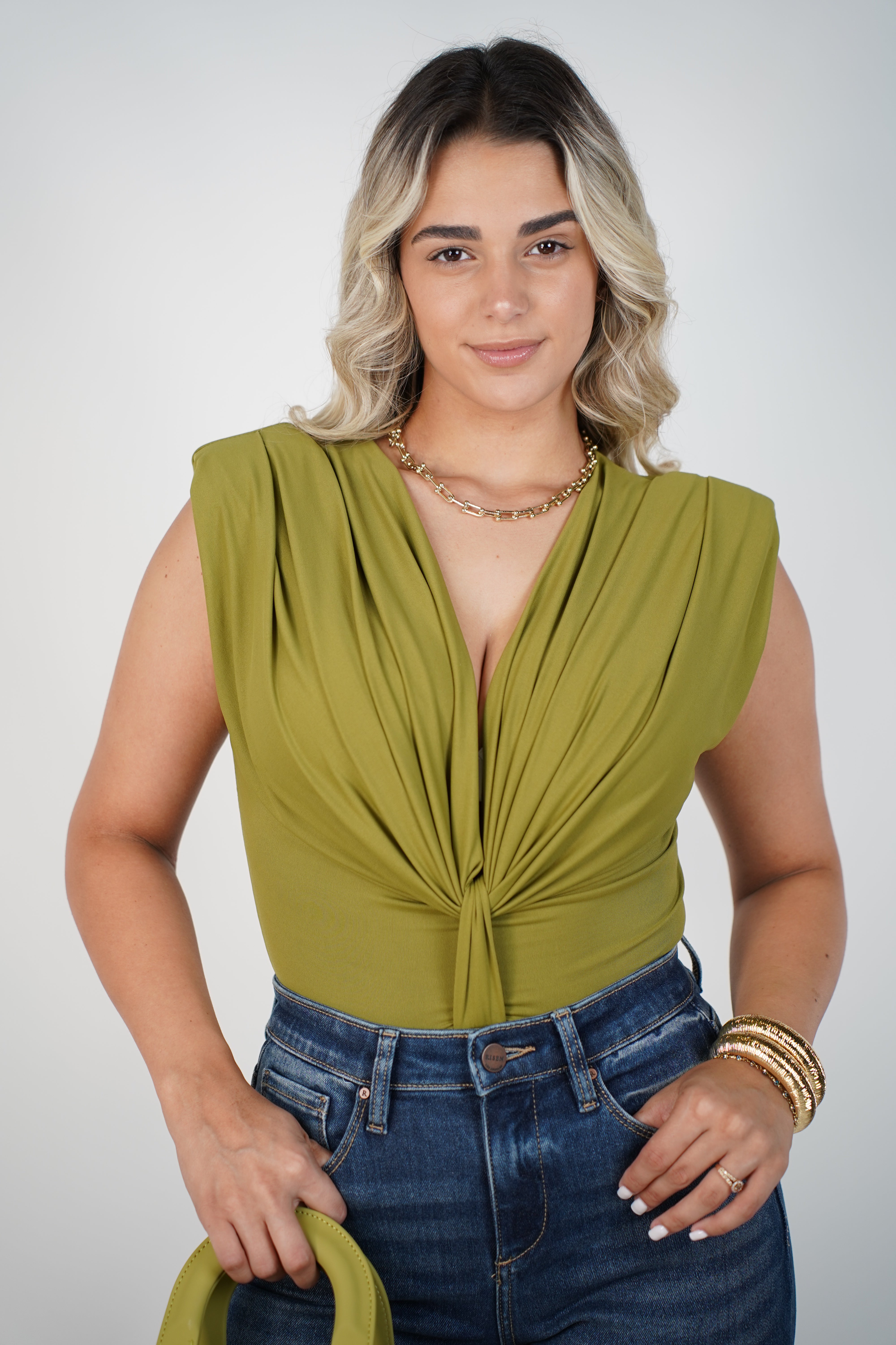 Marcelita Bodysuit – Luxe Twist Front Stretch Top