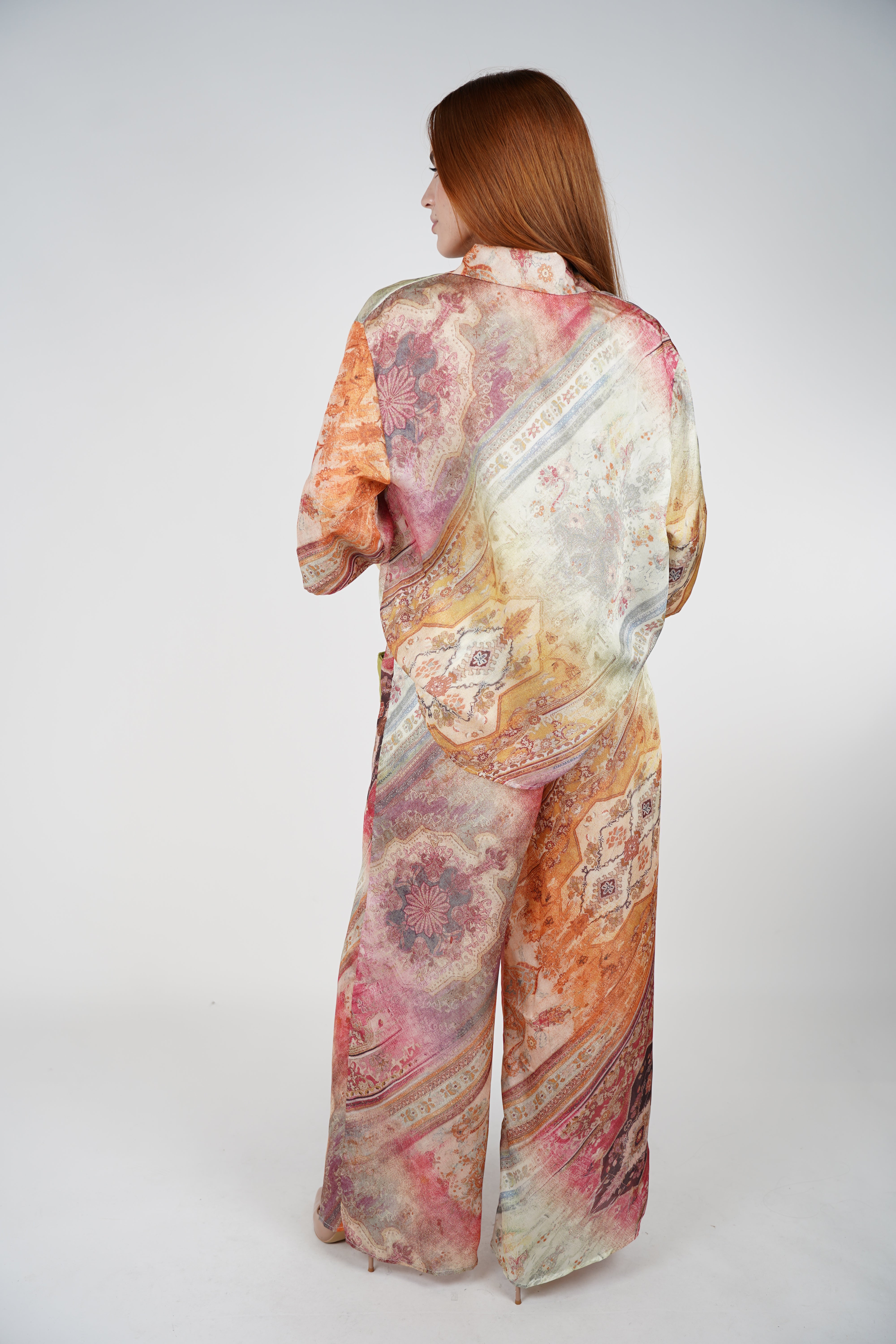 Rissel Stamped Pants Rissel Stamped Pants Set – Bold & Colorful Button-Up with Matching Wide-Leg Bottoms