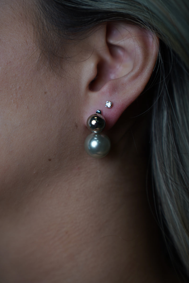 Pendientes de doble perla