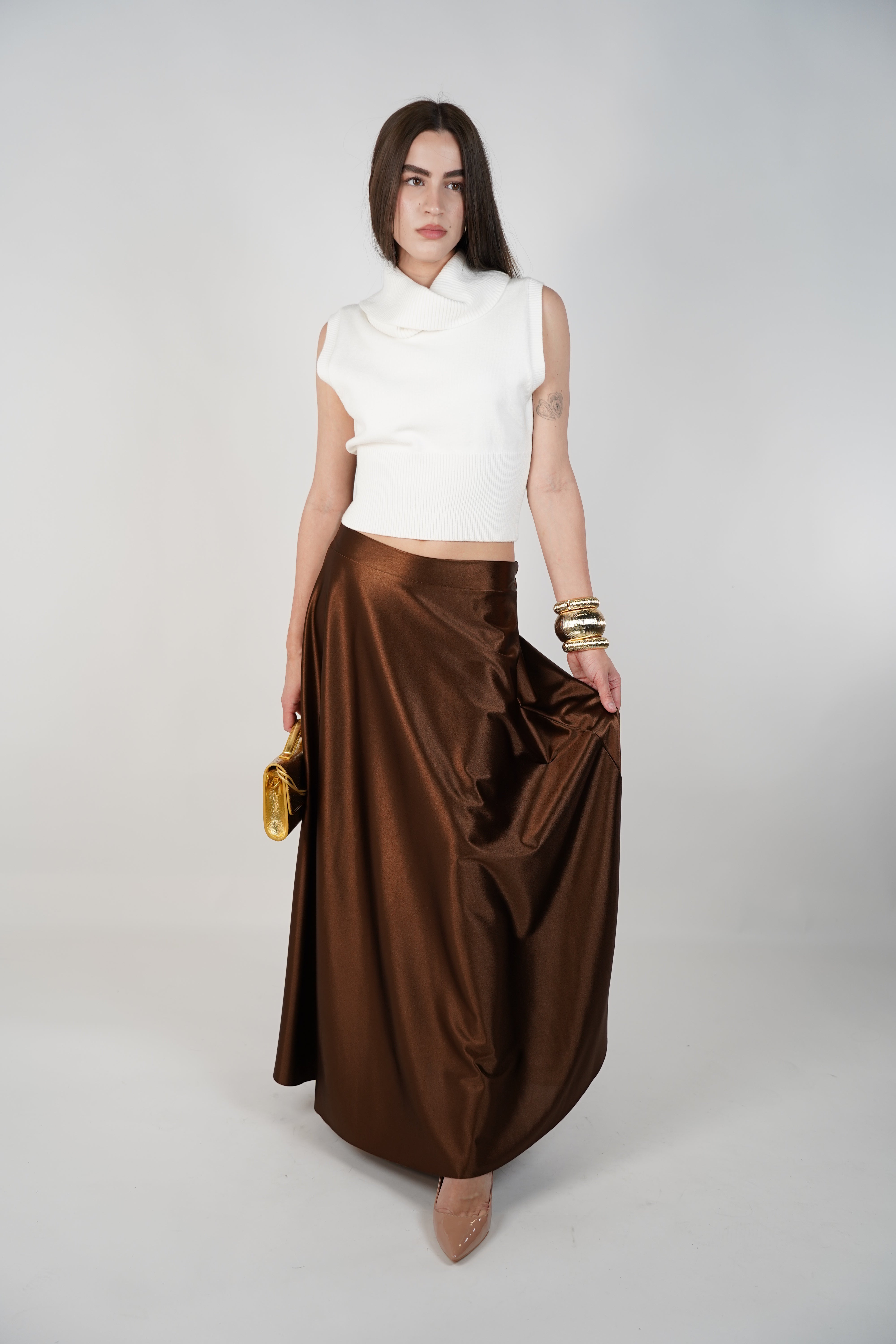 Wila Satin Maxi Skirt – Luxe High-Shine Elegance