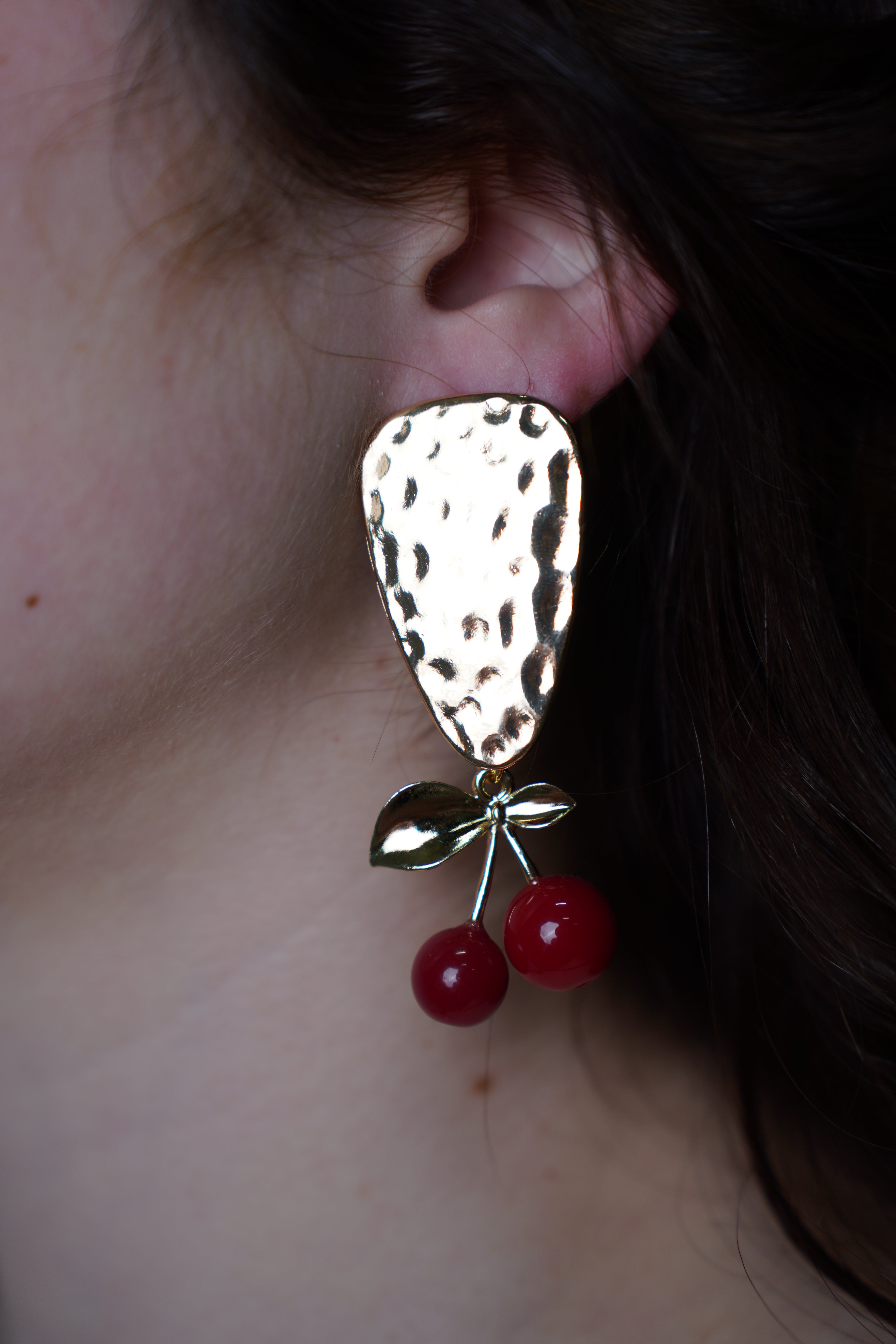 Cherry Plaque Earrings - Carema Boutique