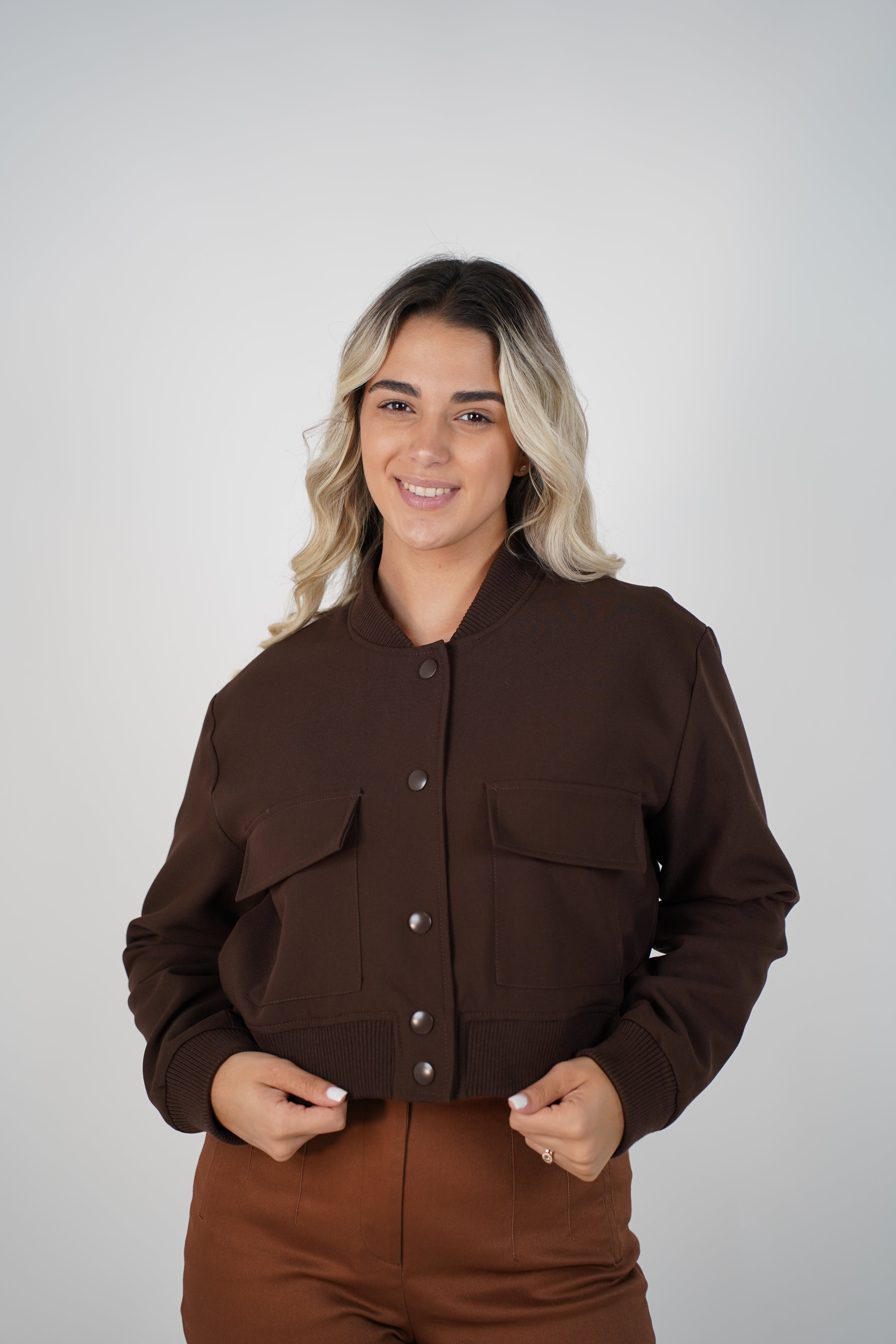 Grisselle Jacket – Structured Cropped Bomber in Deep Wine