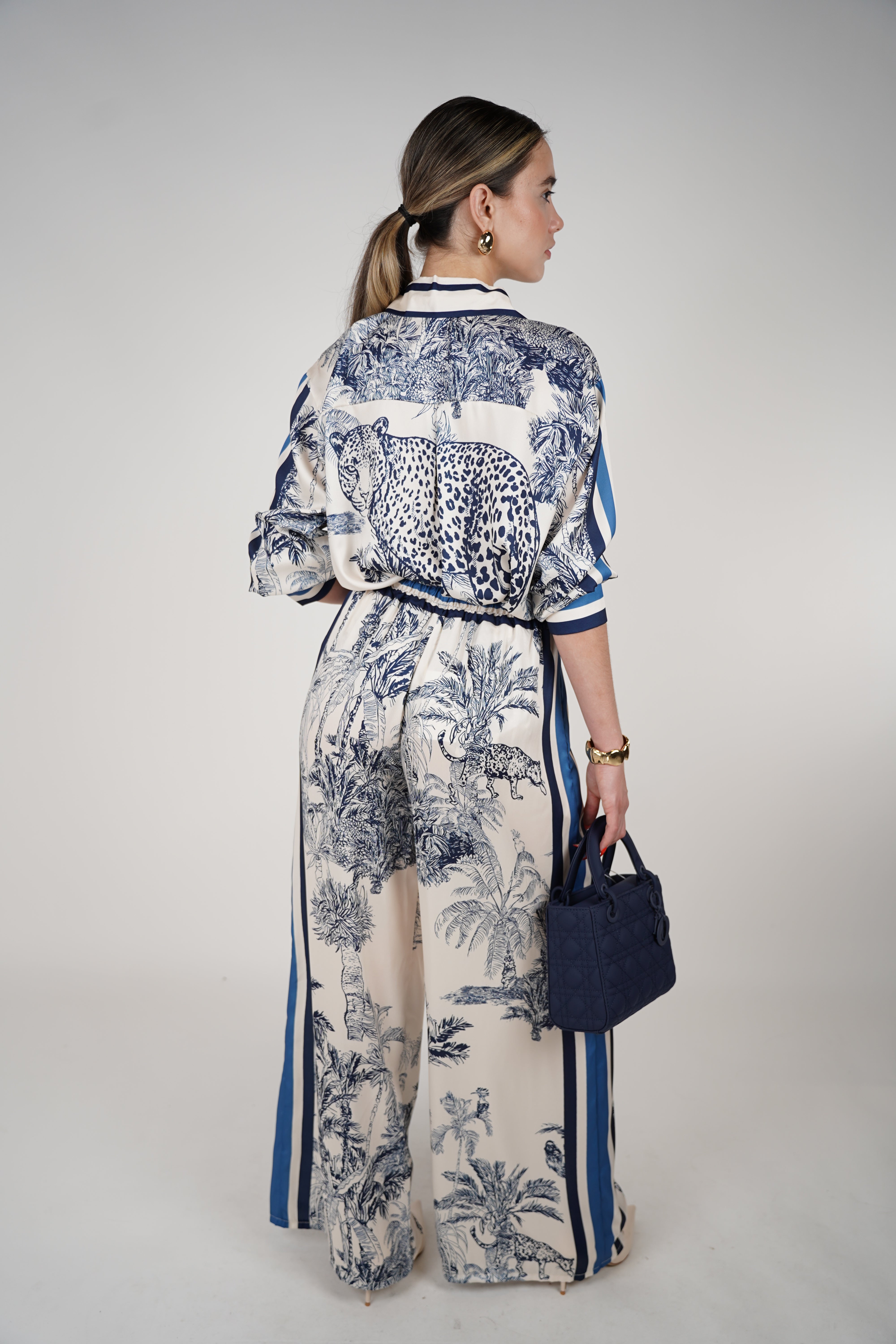 Vera Silk Pants – Printed Wide-Leg Drawstring Pants