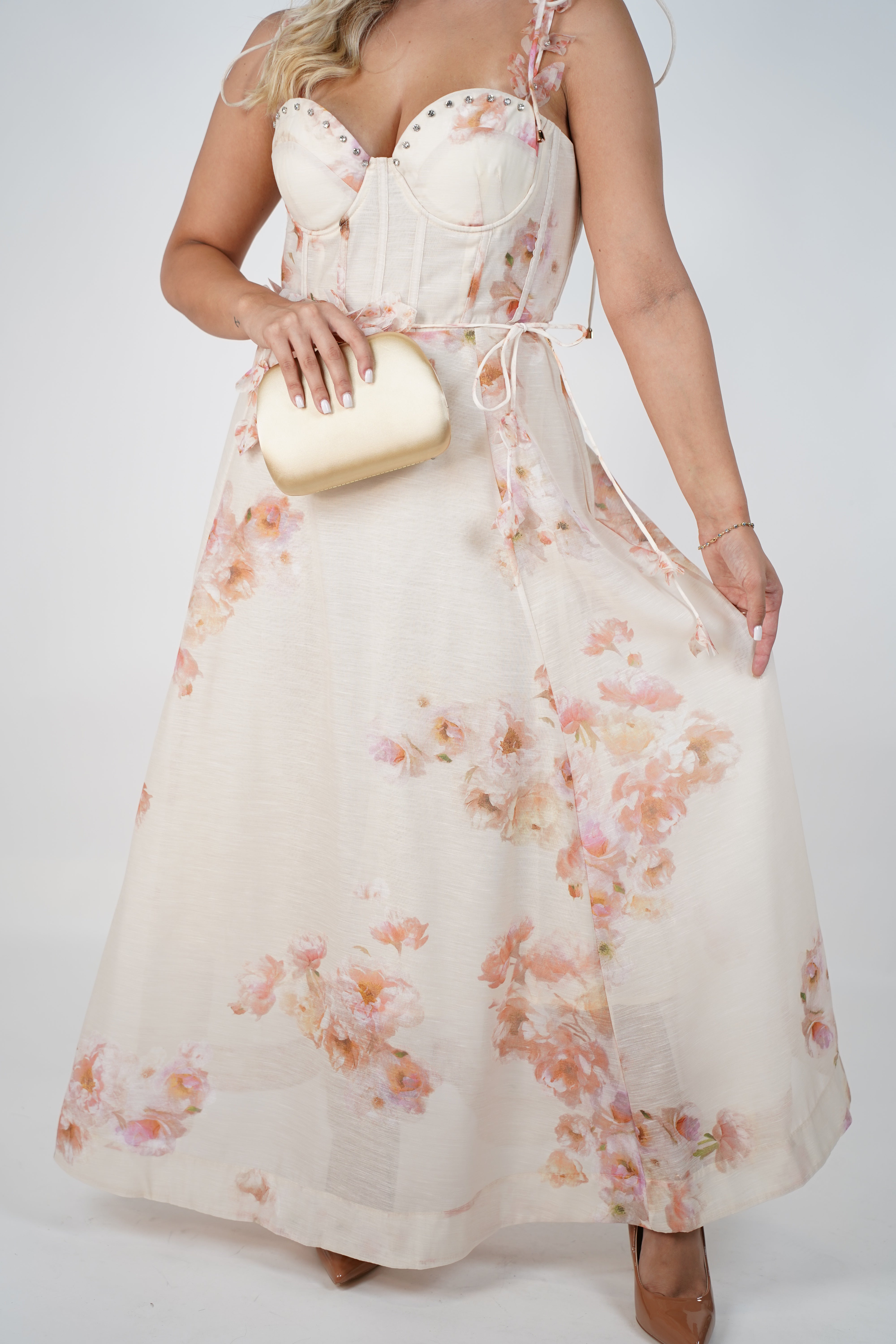 Nayla Vintage Maxi Dress – Floral Corset Elegance