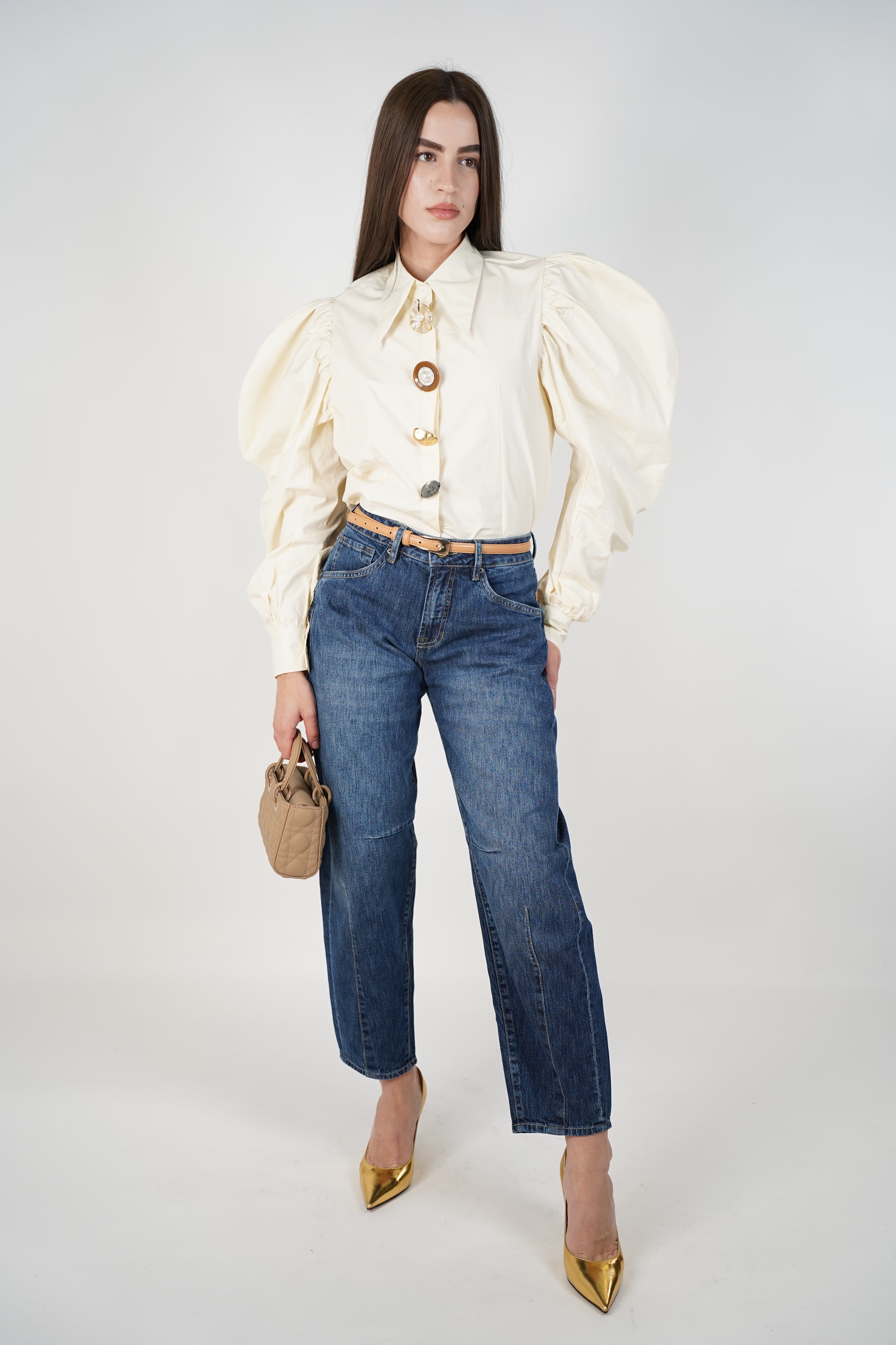 Viole Button Down – Statement Puff Sleeves with Artistic Buttons