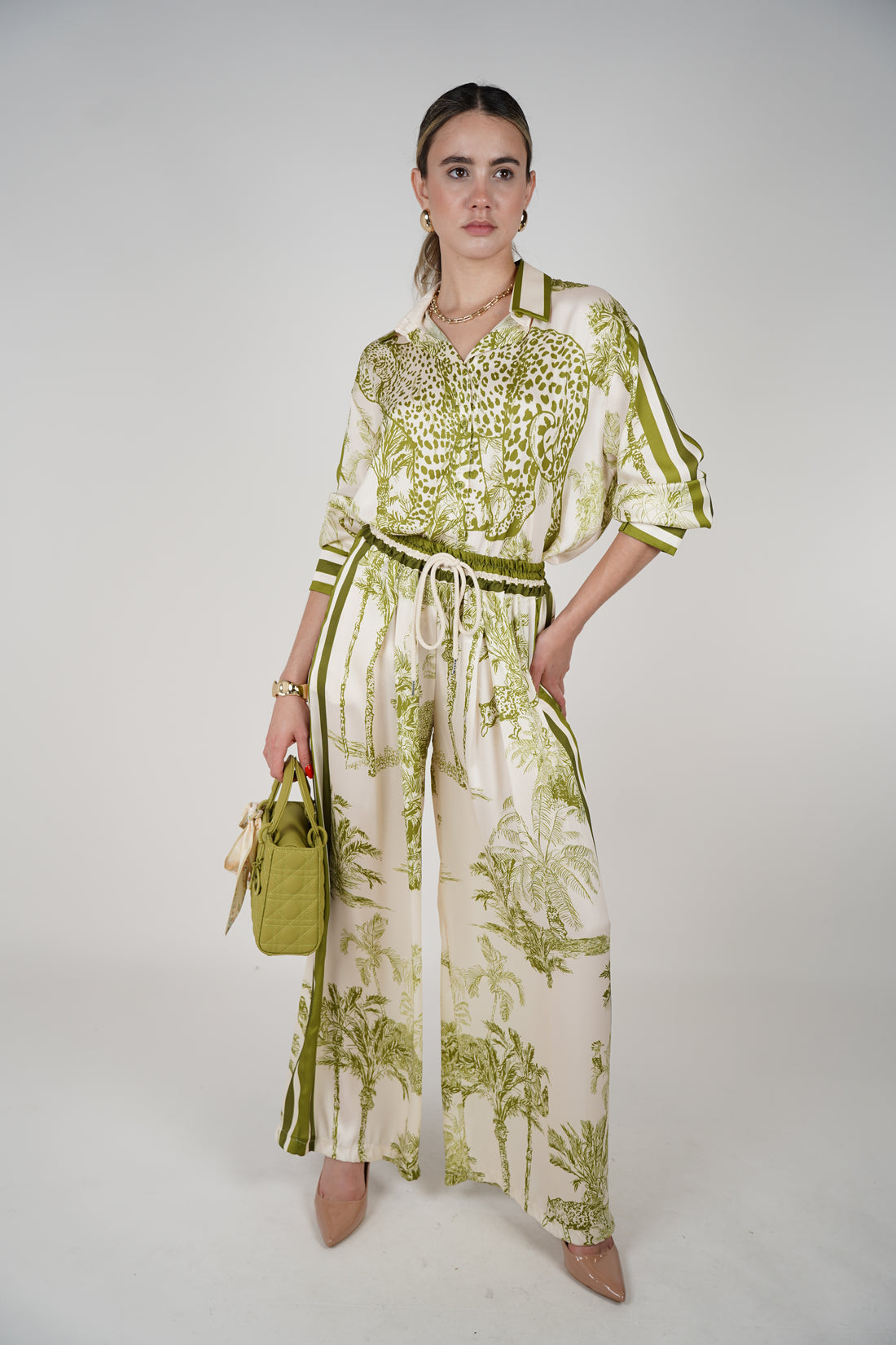 Vera Silk Top – Exotic Jungle-Inspired Button Down Blouse