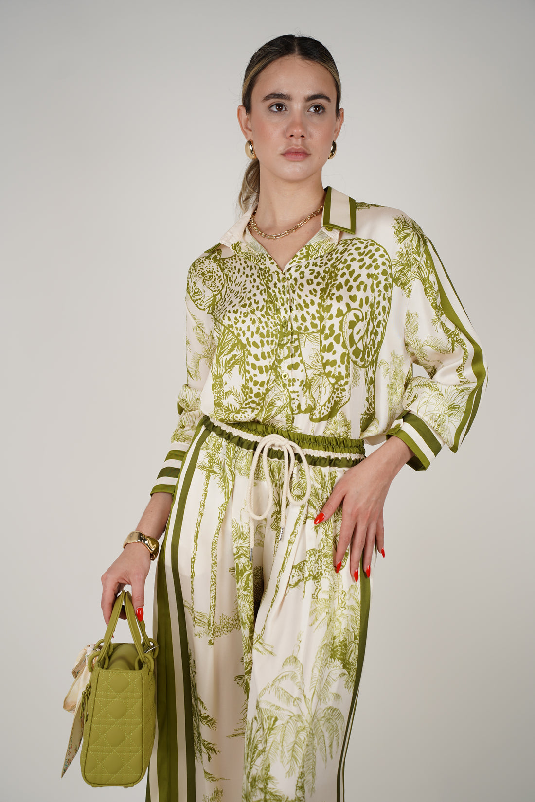 Vera Silk Top – Exotic Jungle-Inspired Button Down Blouse