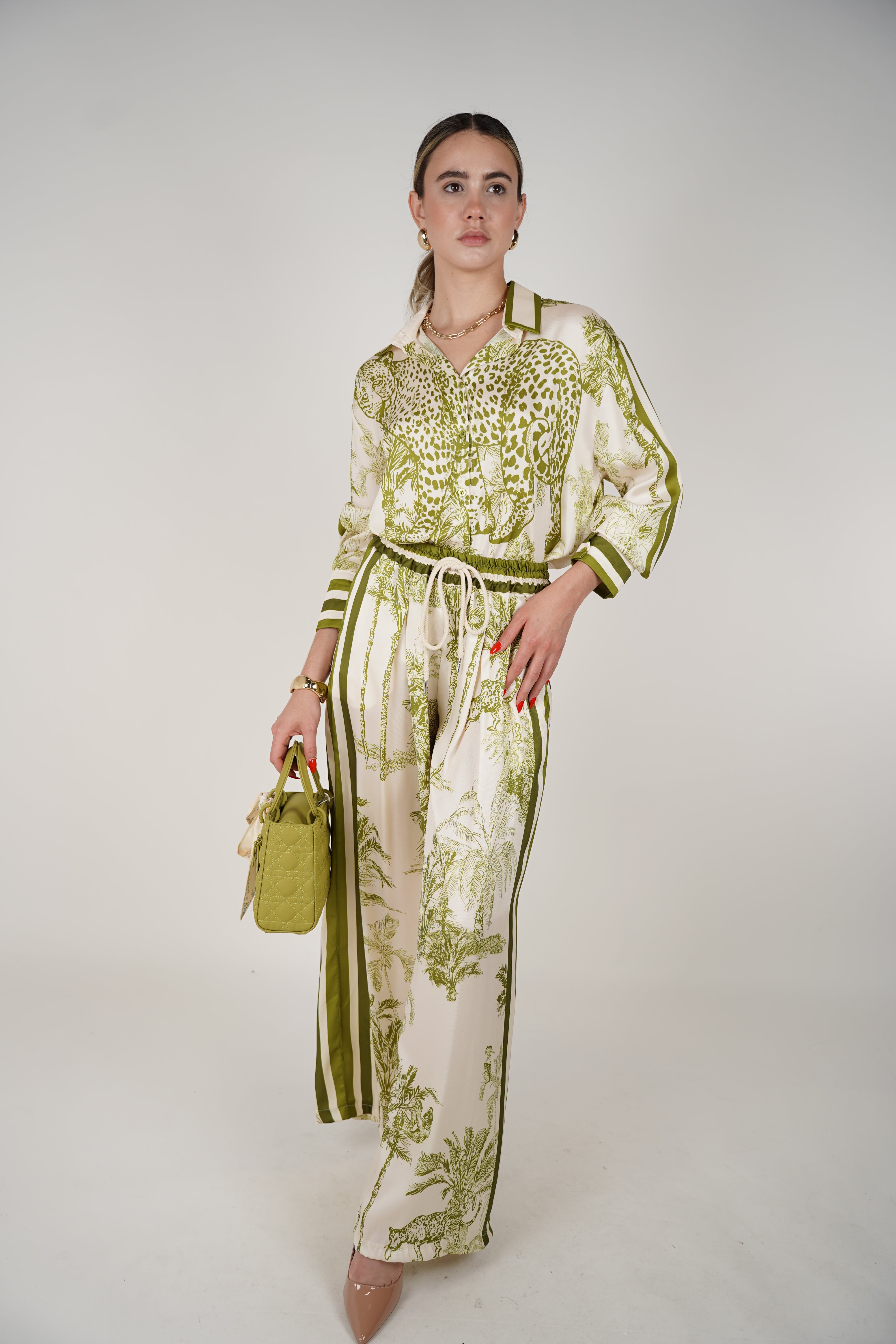 Vera Silk Pants – Printed Wide-Leg Drawstring Pants