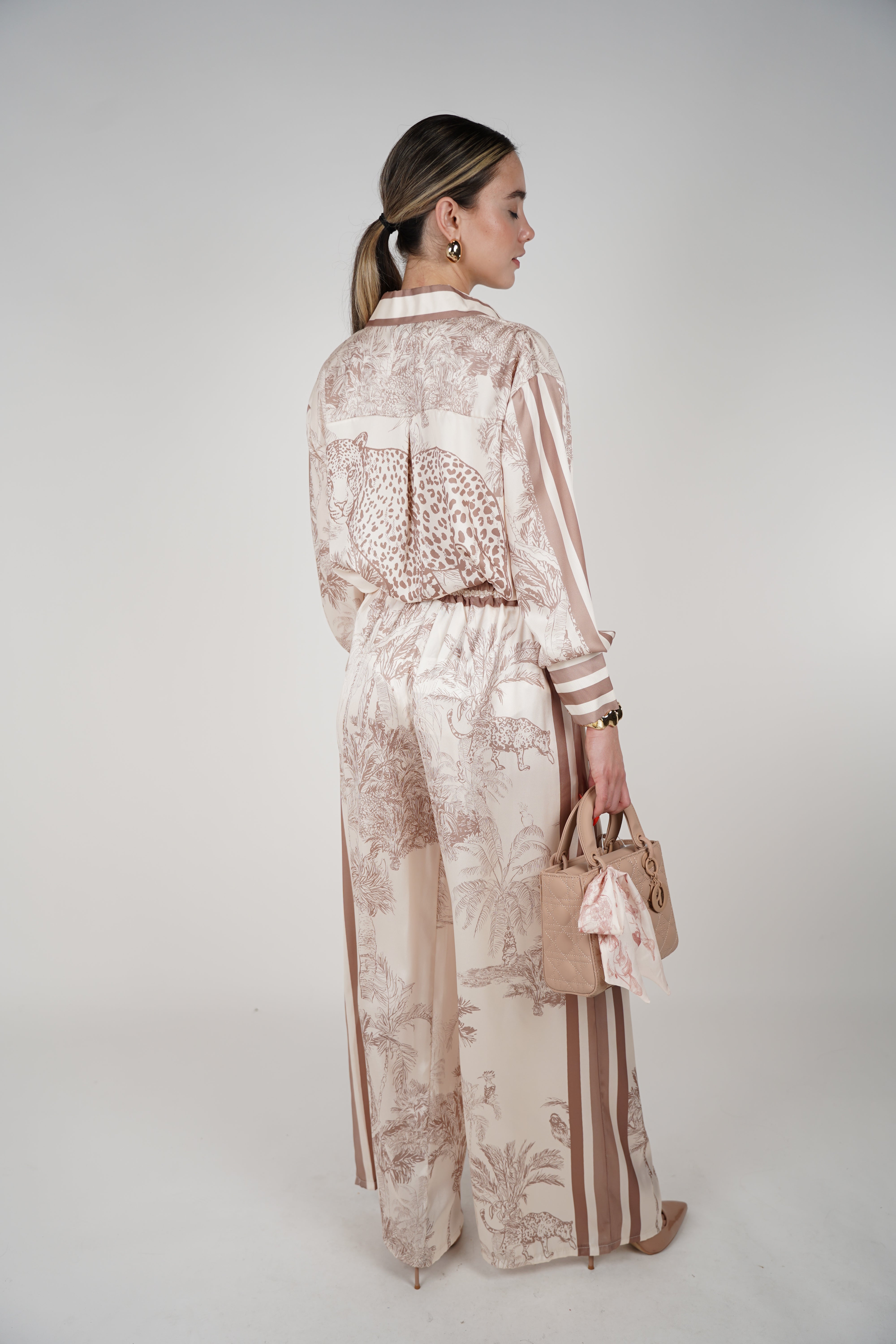 Vera Silk Pants – Printed Wide-Leg Drawstring Pants