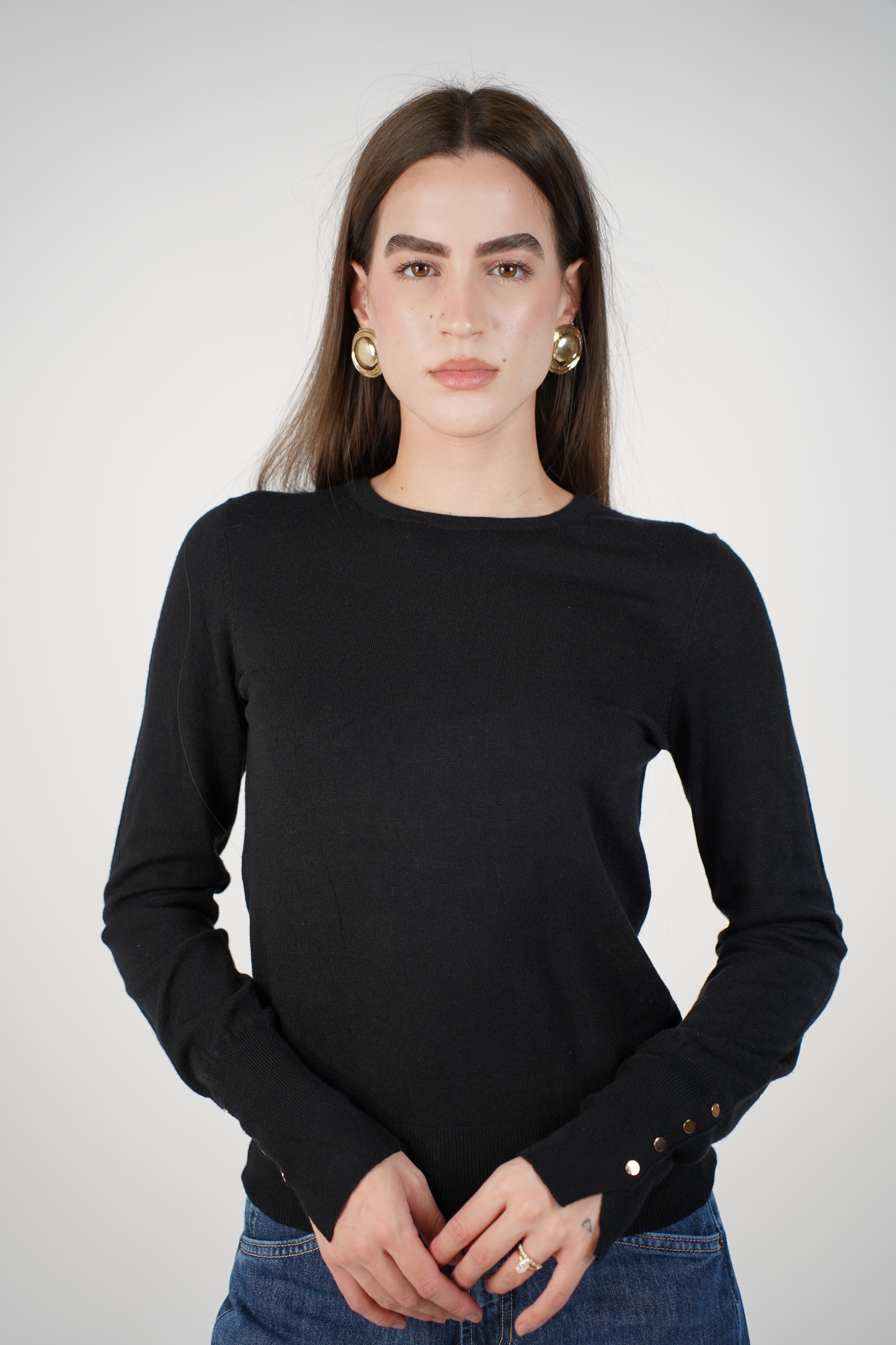 Love Tree Classic Knit Sweater – Everyday Essential with Gold Button Detail