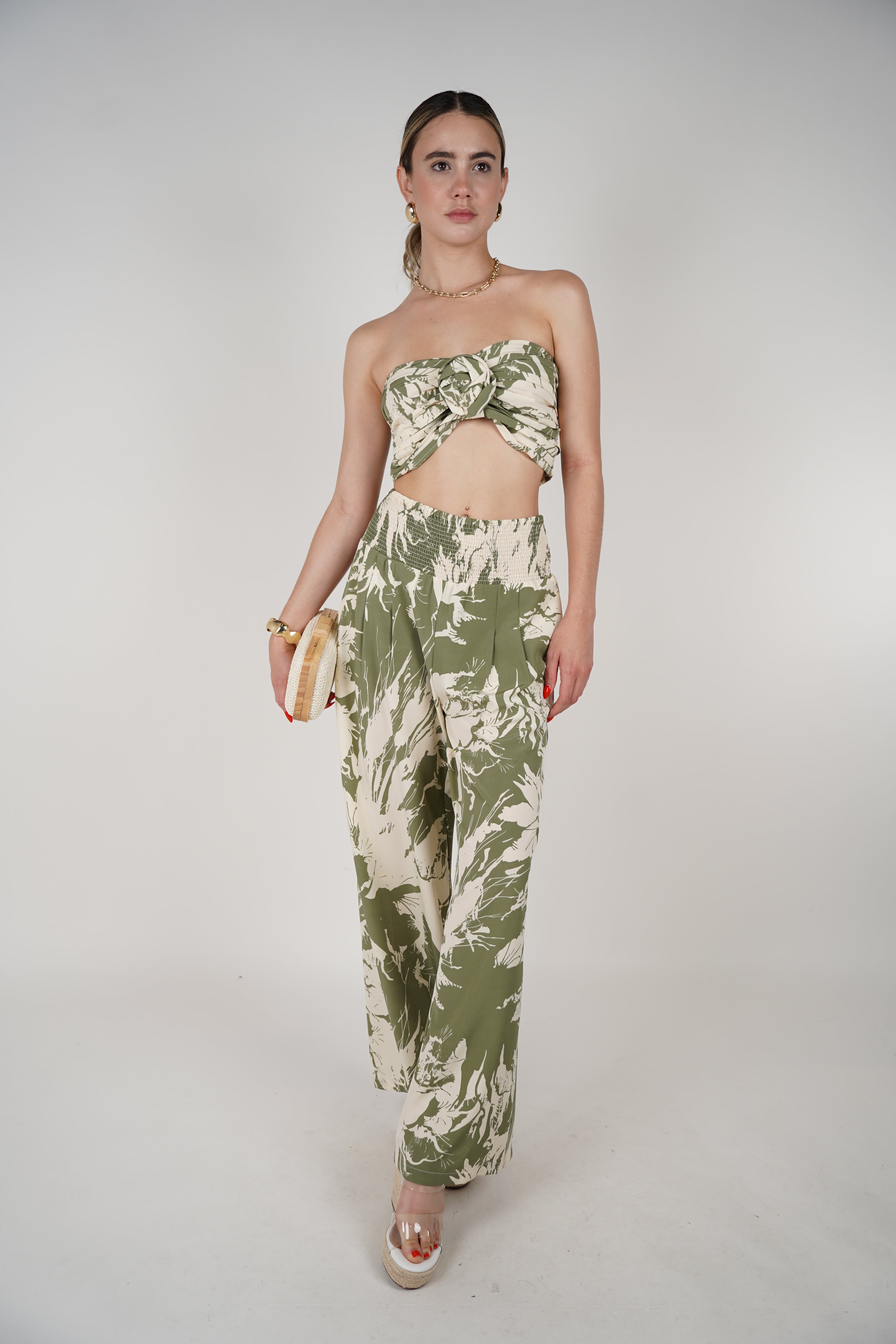 Kalia Two-Piece Set – Bandeau Top ; Wide-Leg Pants