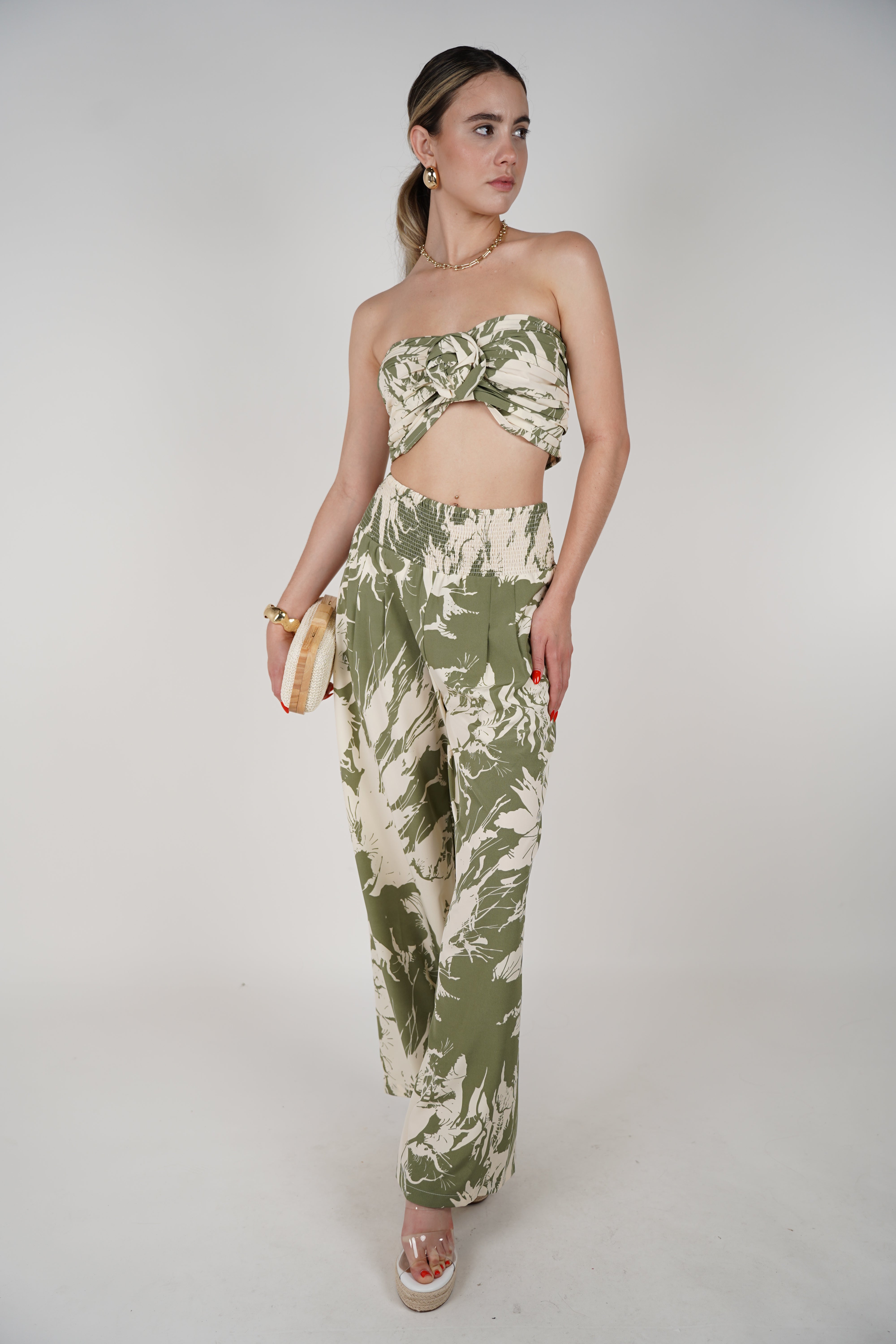 Kalia Two-Piece Set – Bandeau Top ; Wide-Leg Pants
