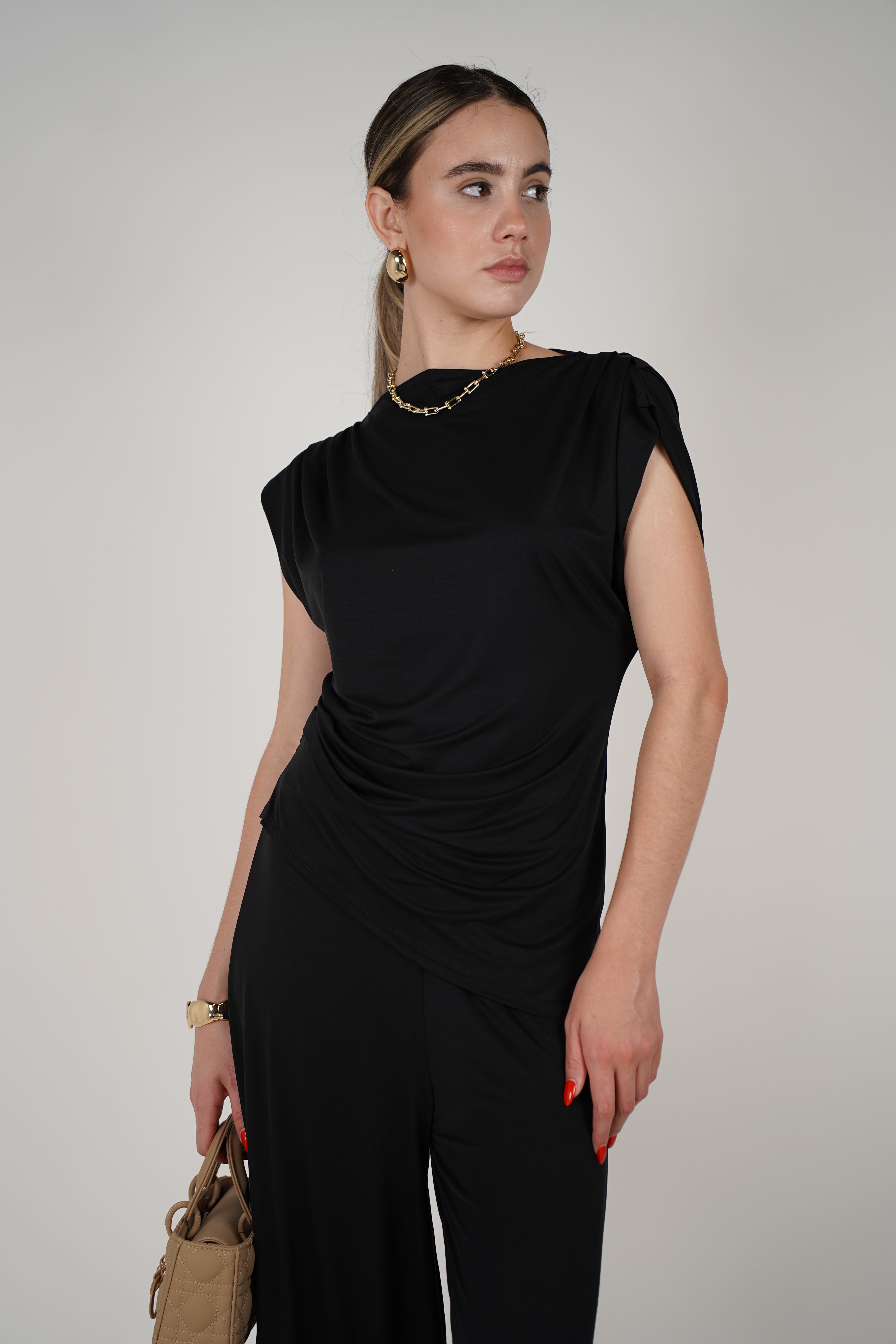 Sira Soft Top – Draped Sleeveless Knit Tee