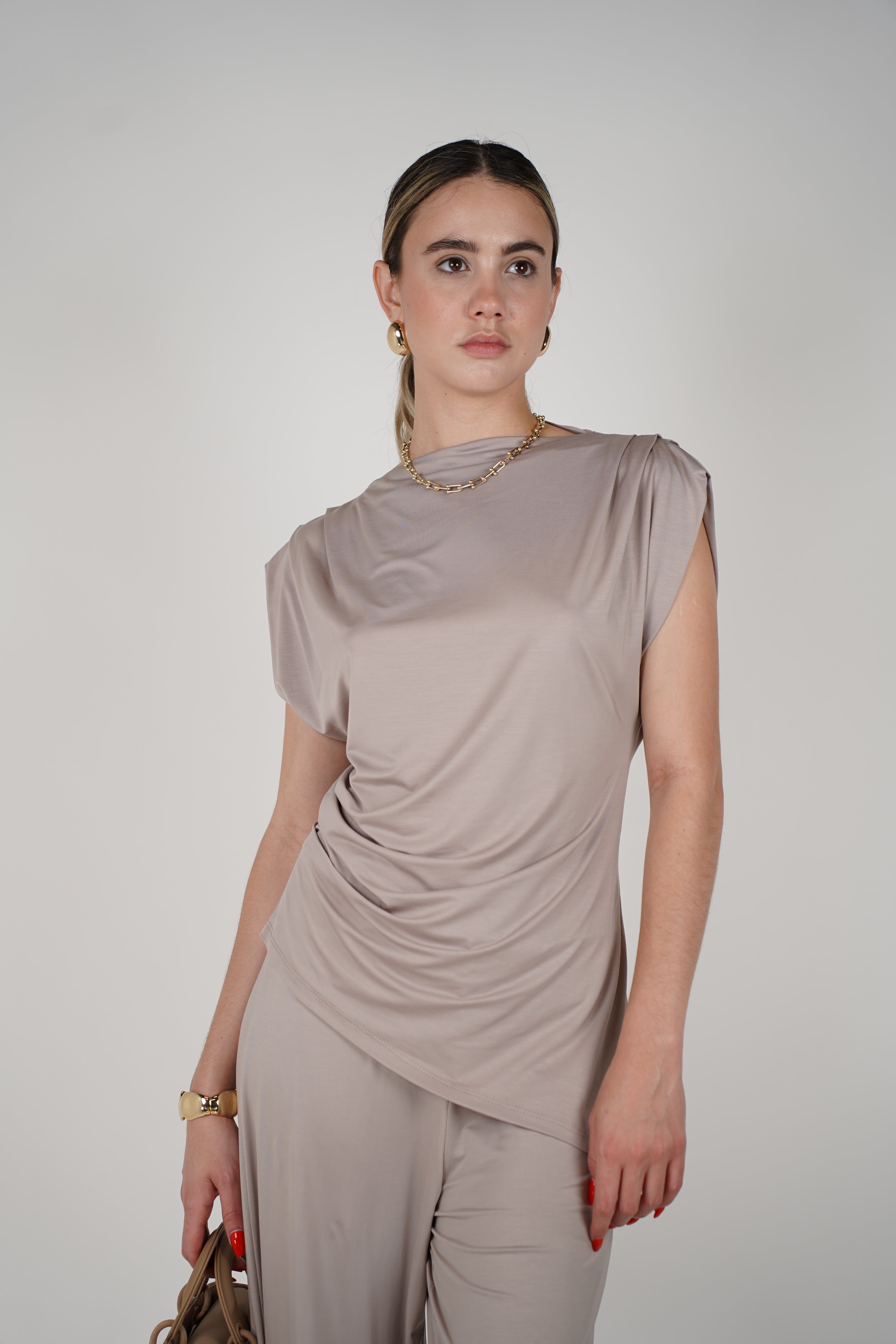 Sira Soft Top – Draped Sleeveless Knit Tee