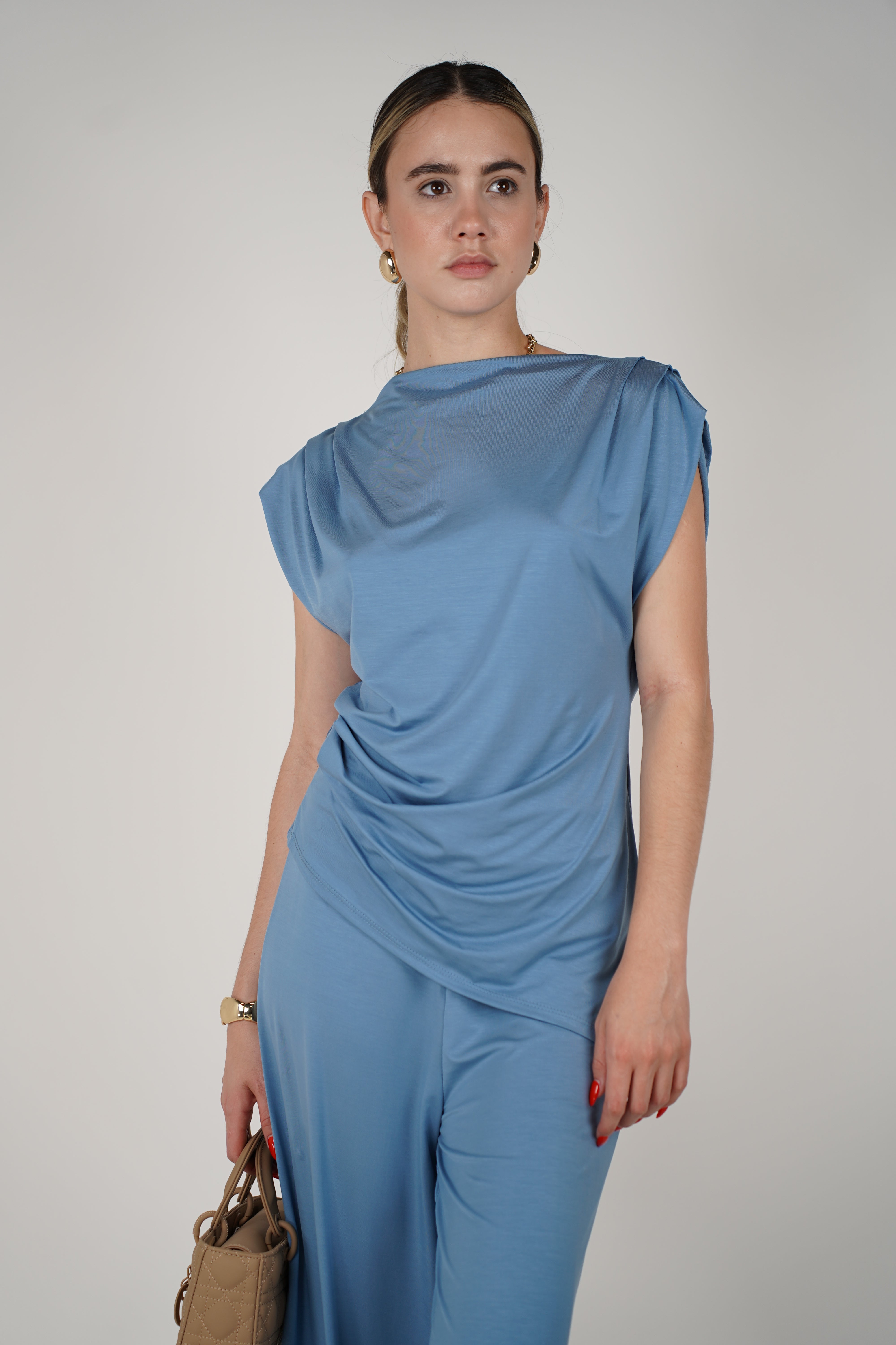 Sira Soft Top – Draped Sleeveless Knit Tee