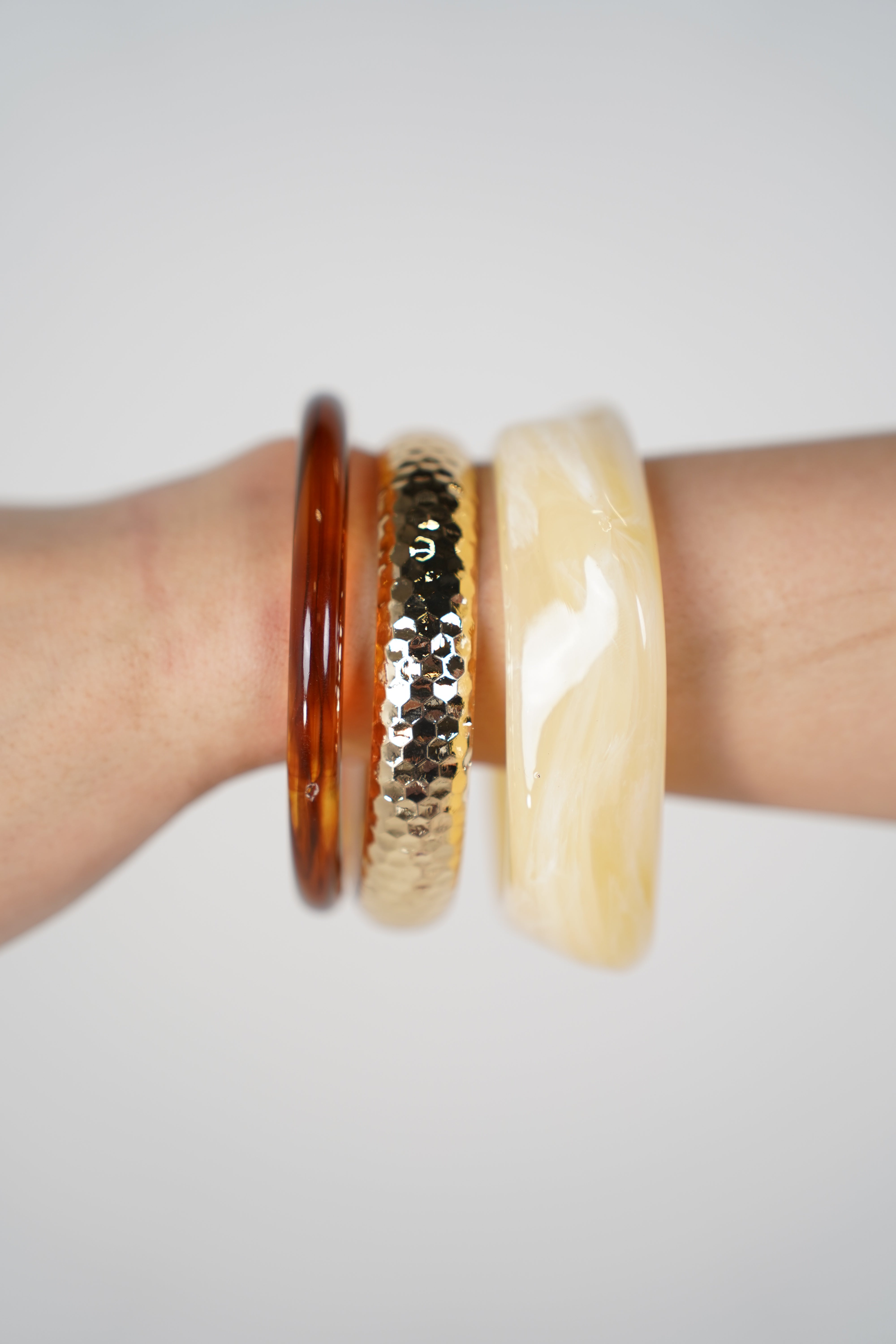 Jovia Bracelet Set – Mixed Texture Bangle Trio