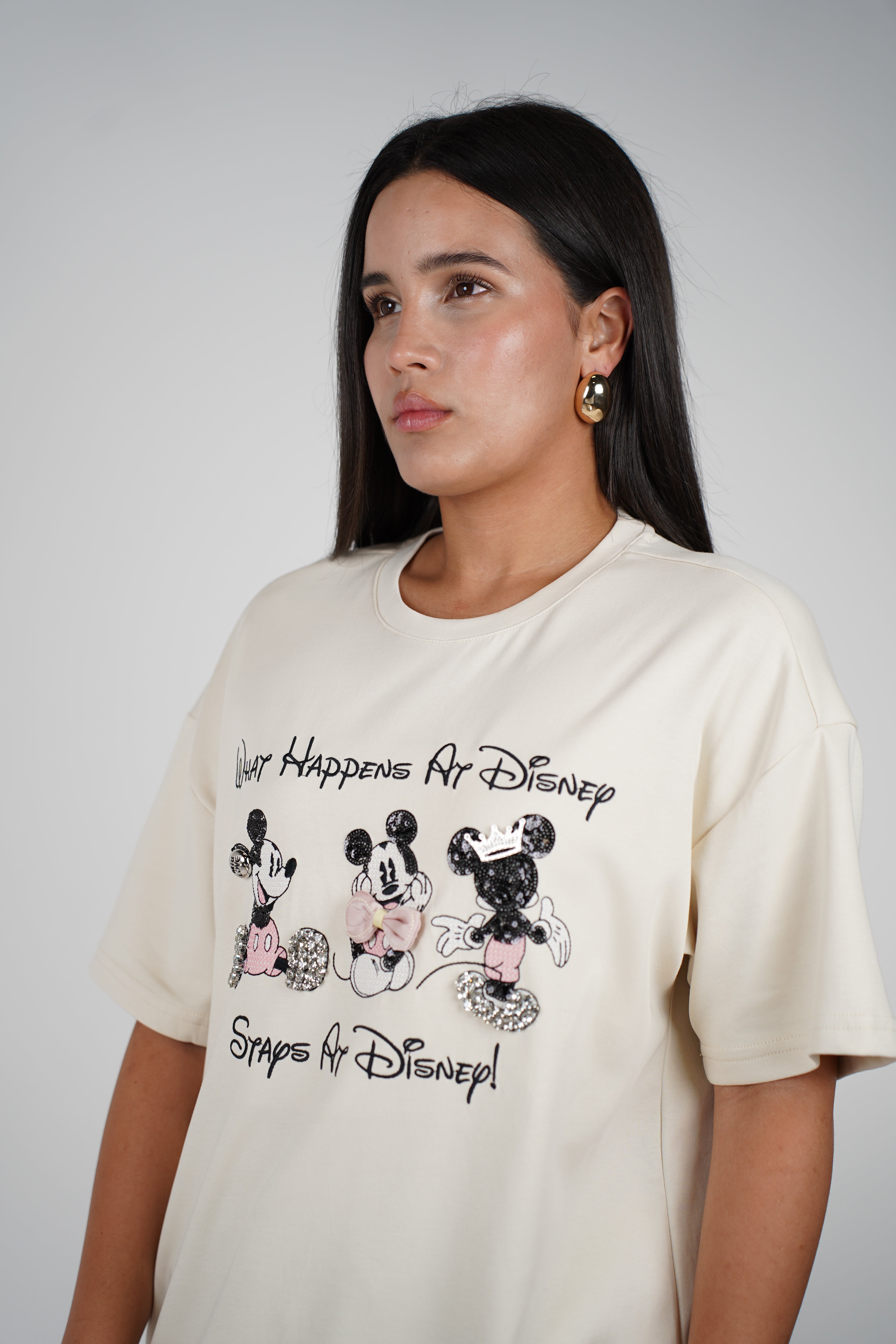 Kelsyn Oversized Mickey Top – Playful Graphic Tee with Glitter Accents