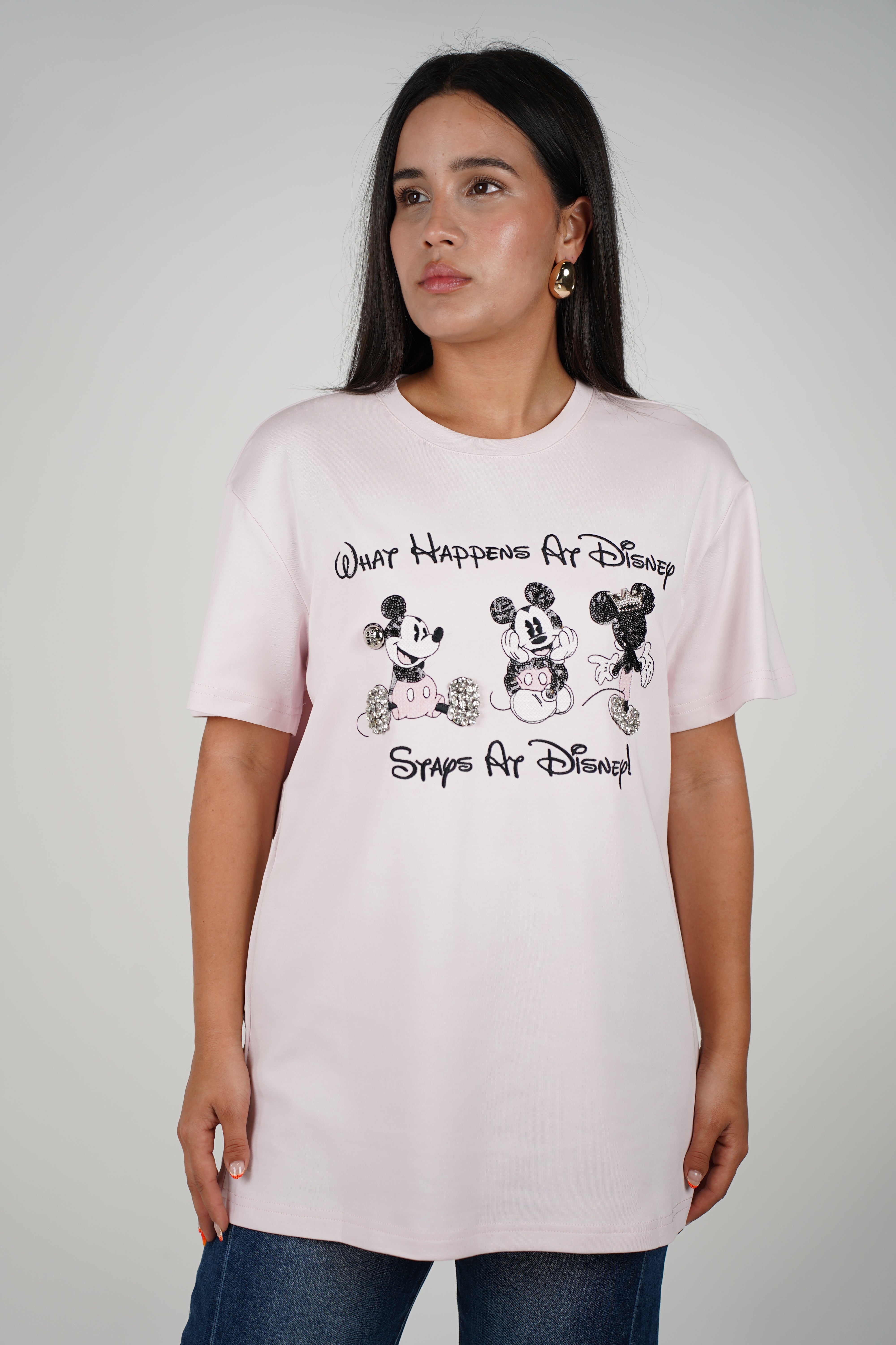 Kelsyn Oversized Mickey Top – Playful Graphic Tee with Glitter Accents