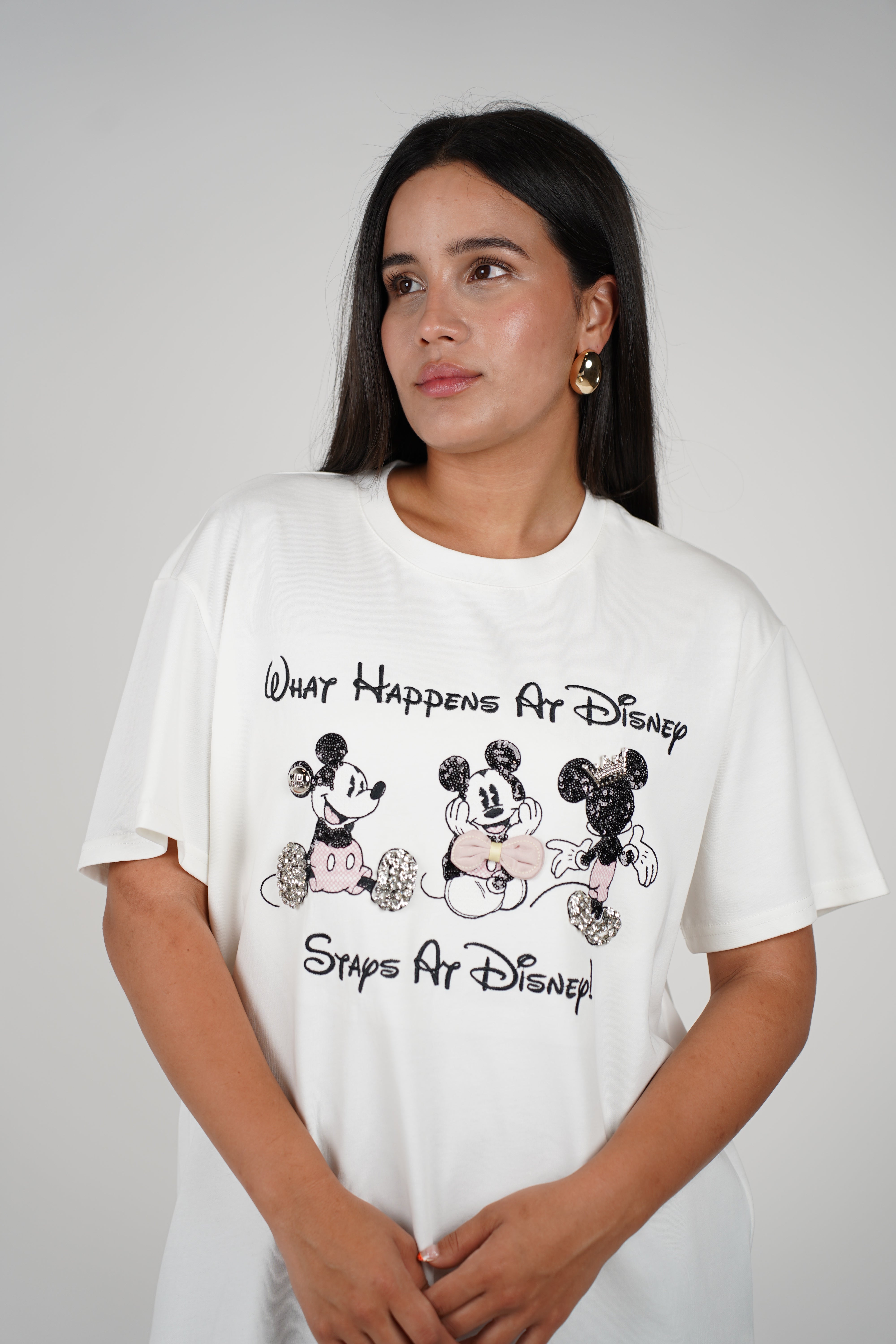 Kelsyn Oversized Mickey Top – Playful Graphic Tee with Glitter Accents