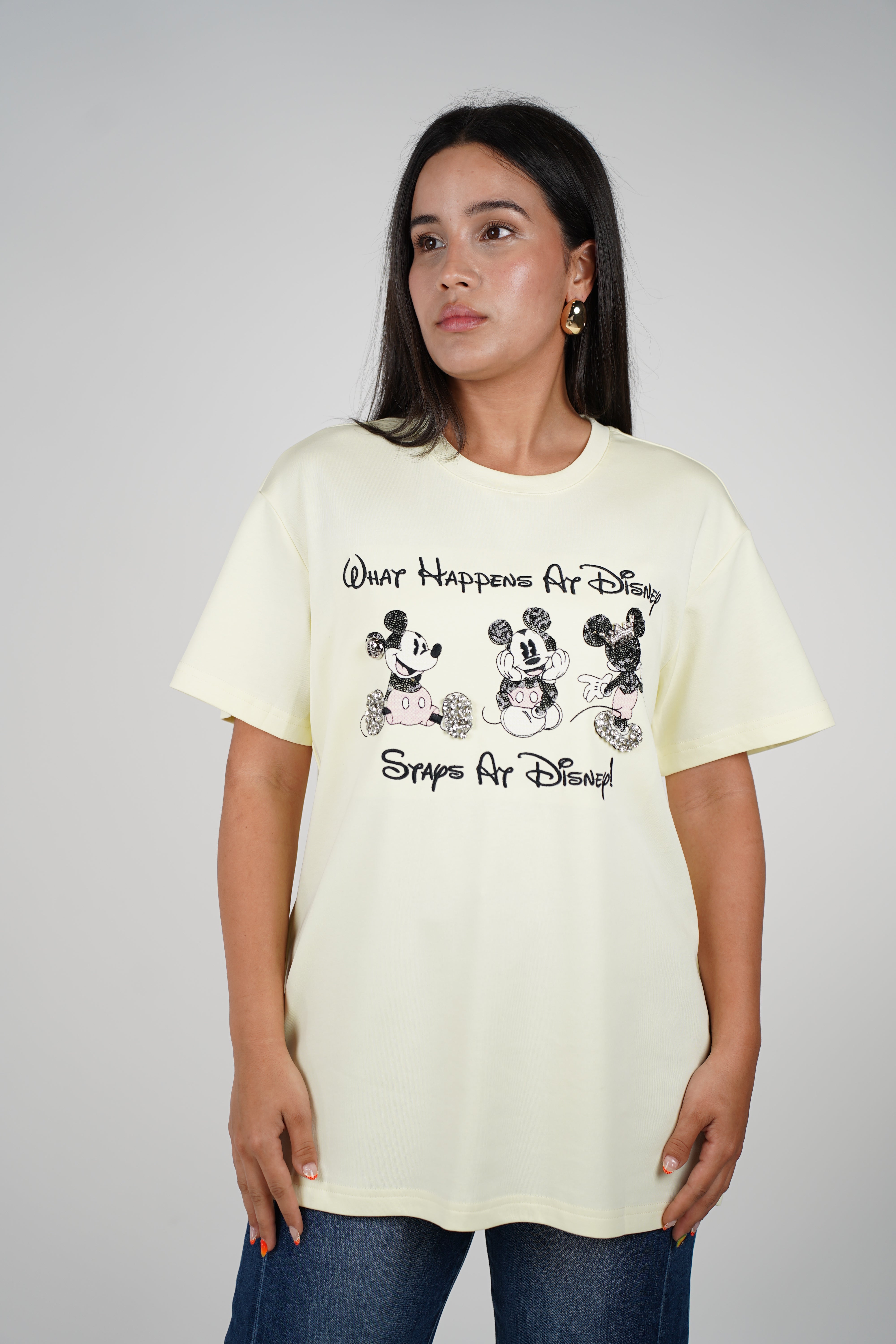 Kelsyn Oversized Mickey Top – Playful Graphic Tee with Glitter Accents