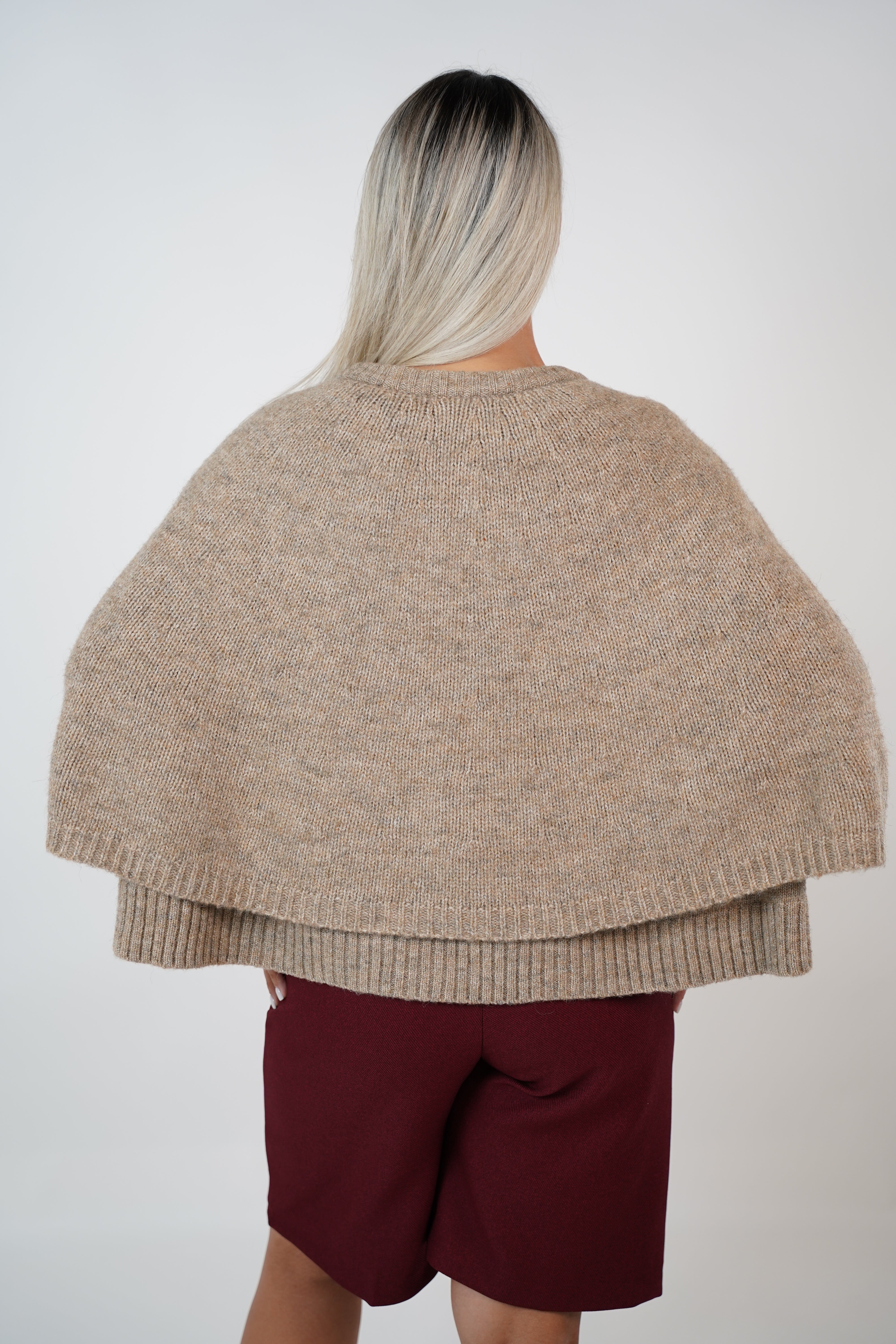Zelie Cardigan Sweater – Button-Front Knit Cape Sweater