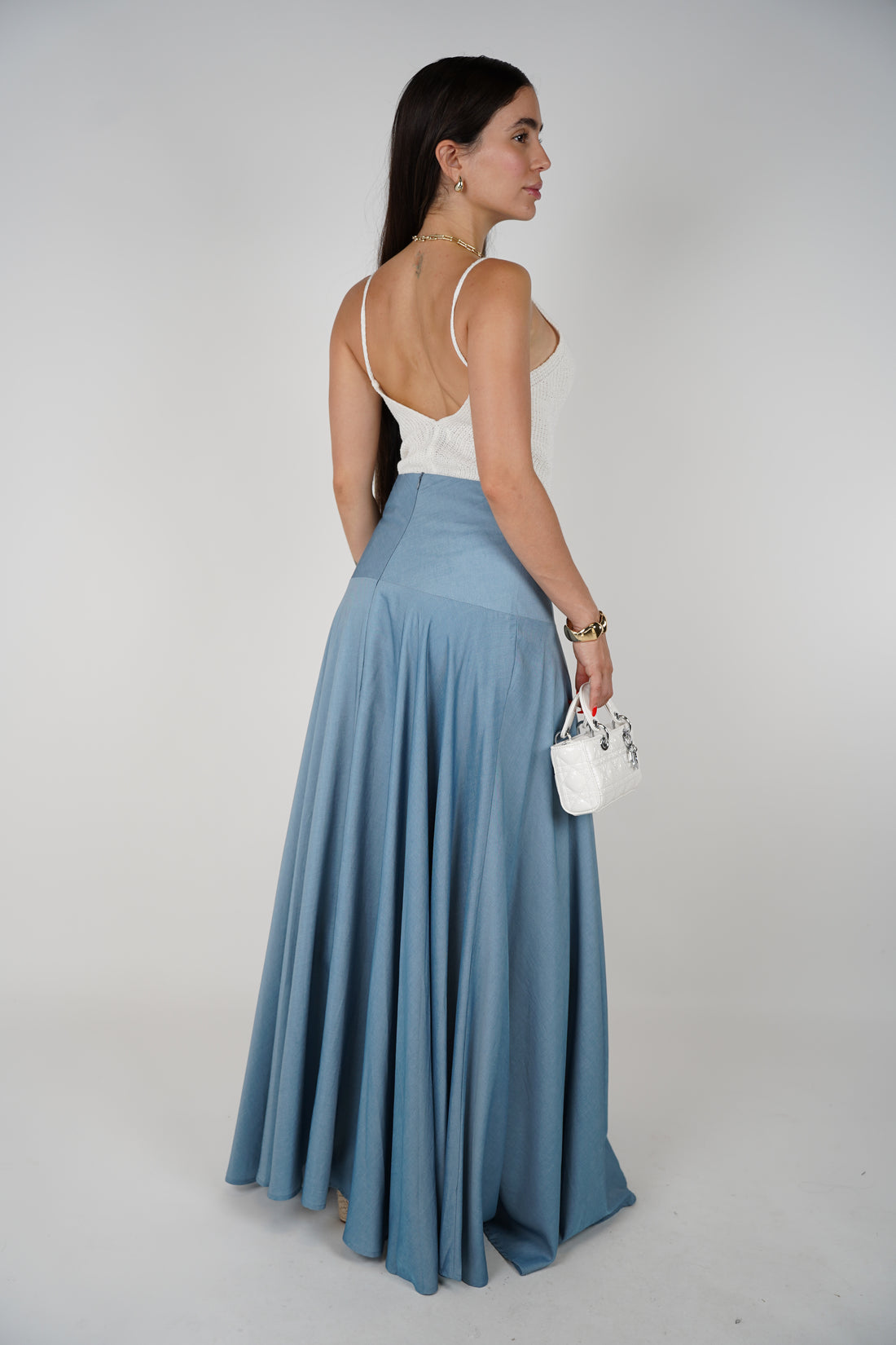 Yida Skirt – Soft Flowy Denim Maxi
