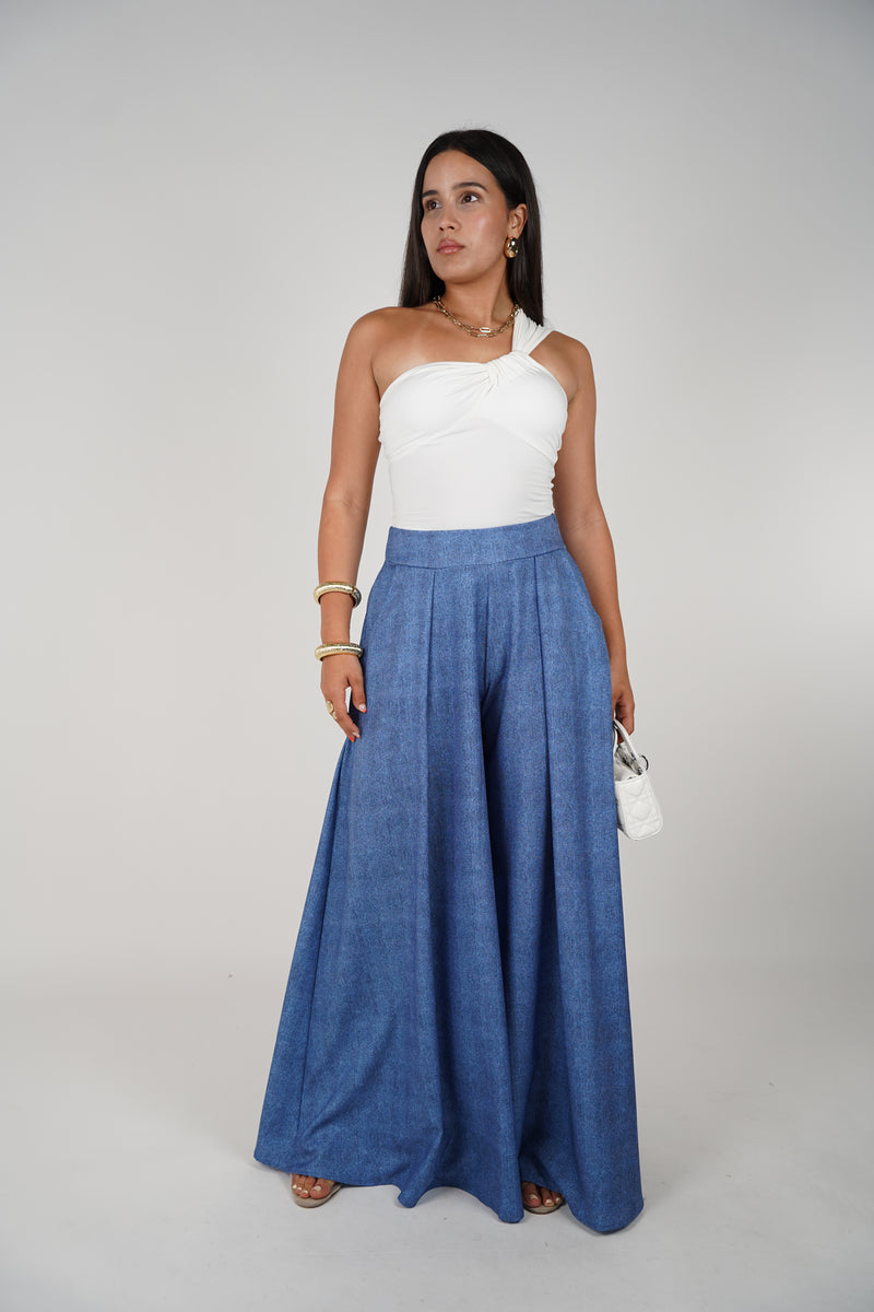 Jessy Pants – Wide-Leg Light Denim Trousers