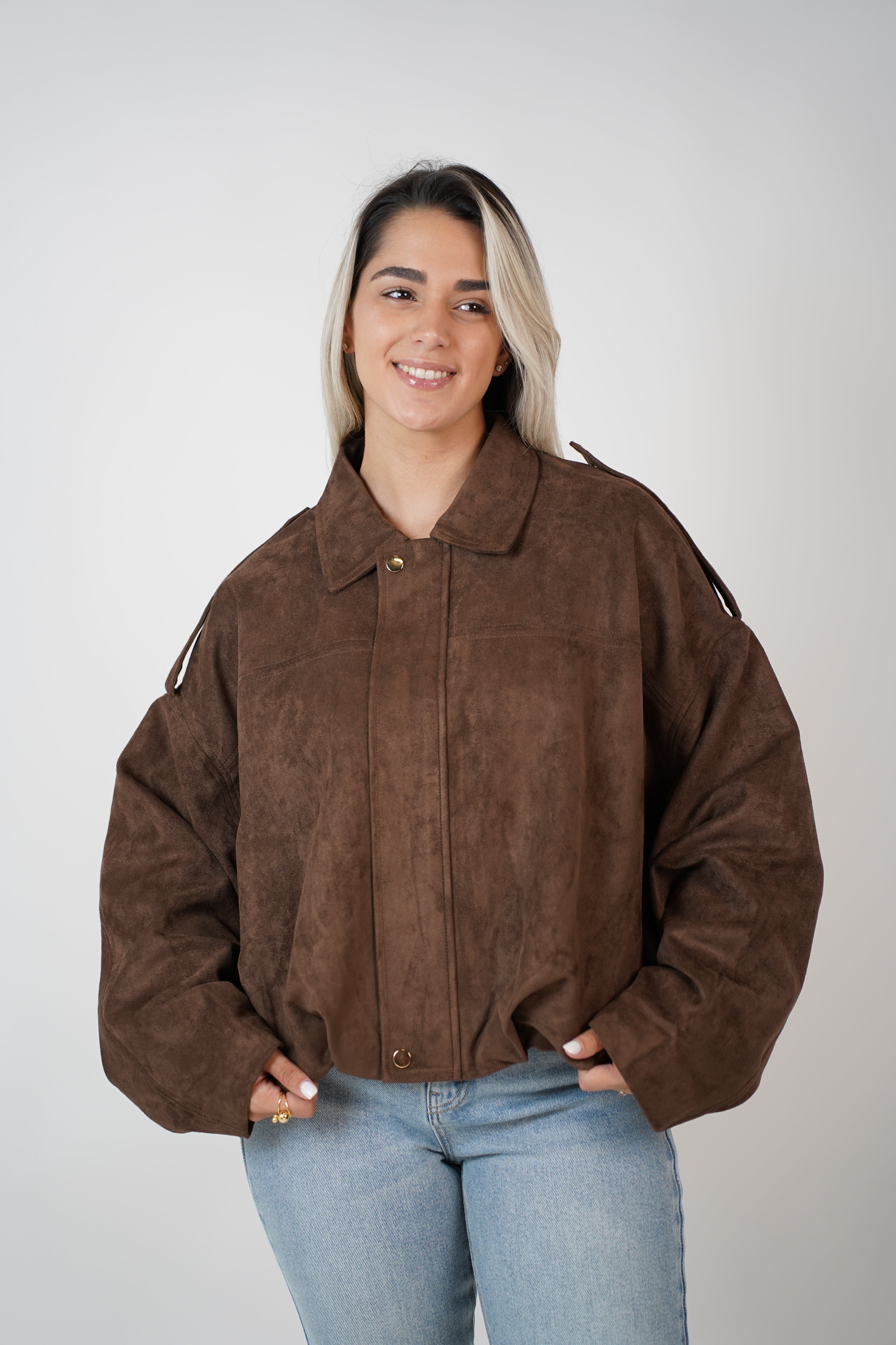 Select Suede Bomber Jacket – Soft Oversized Suede Jacket