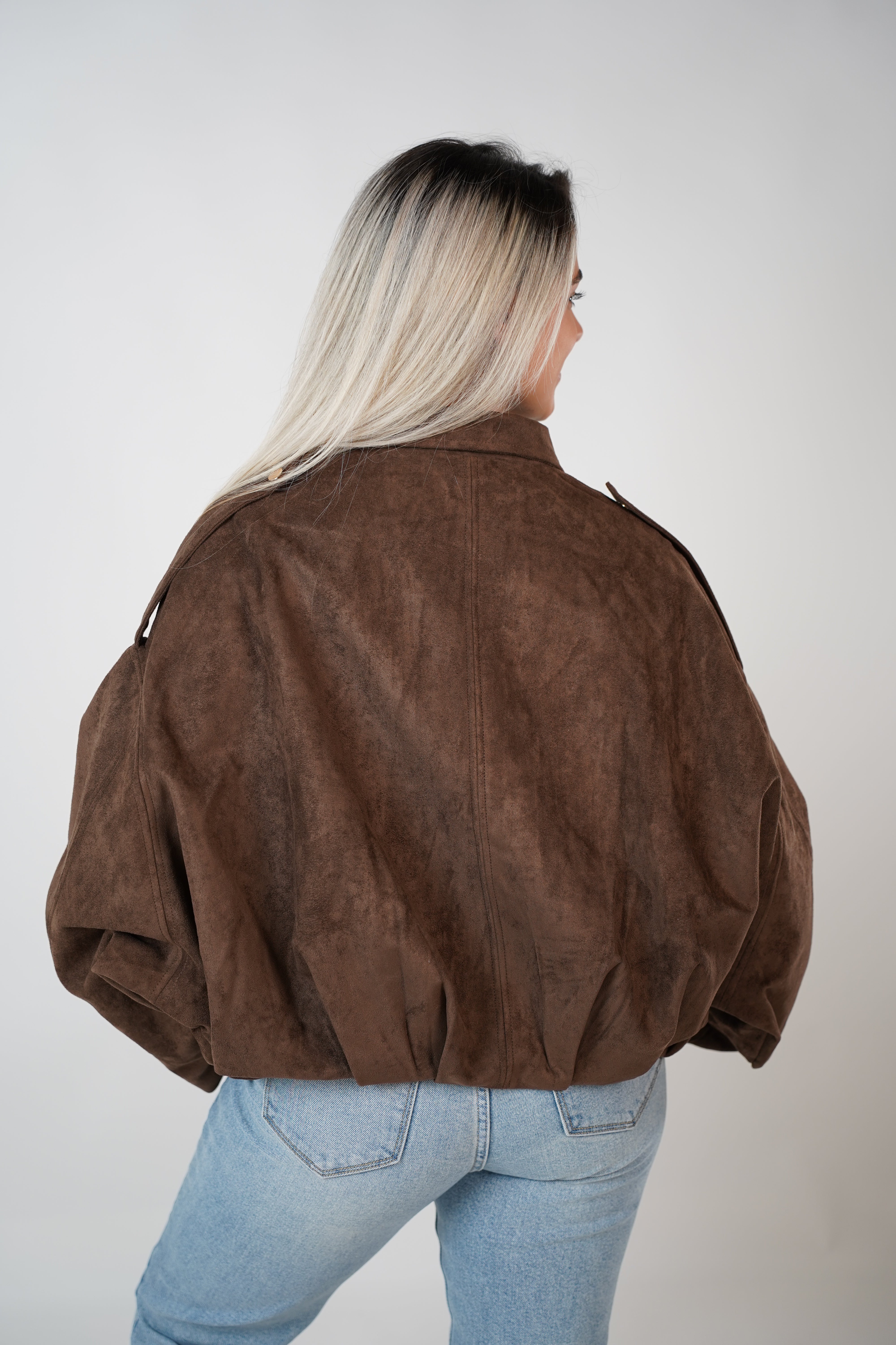 Select Suede Bomber Jacket – Soft Oversized Suede Jacket
