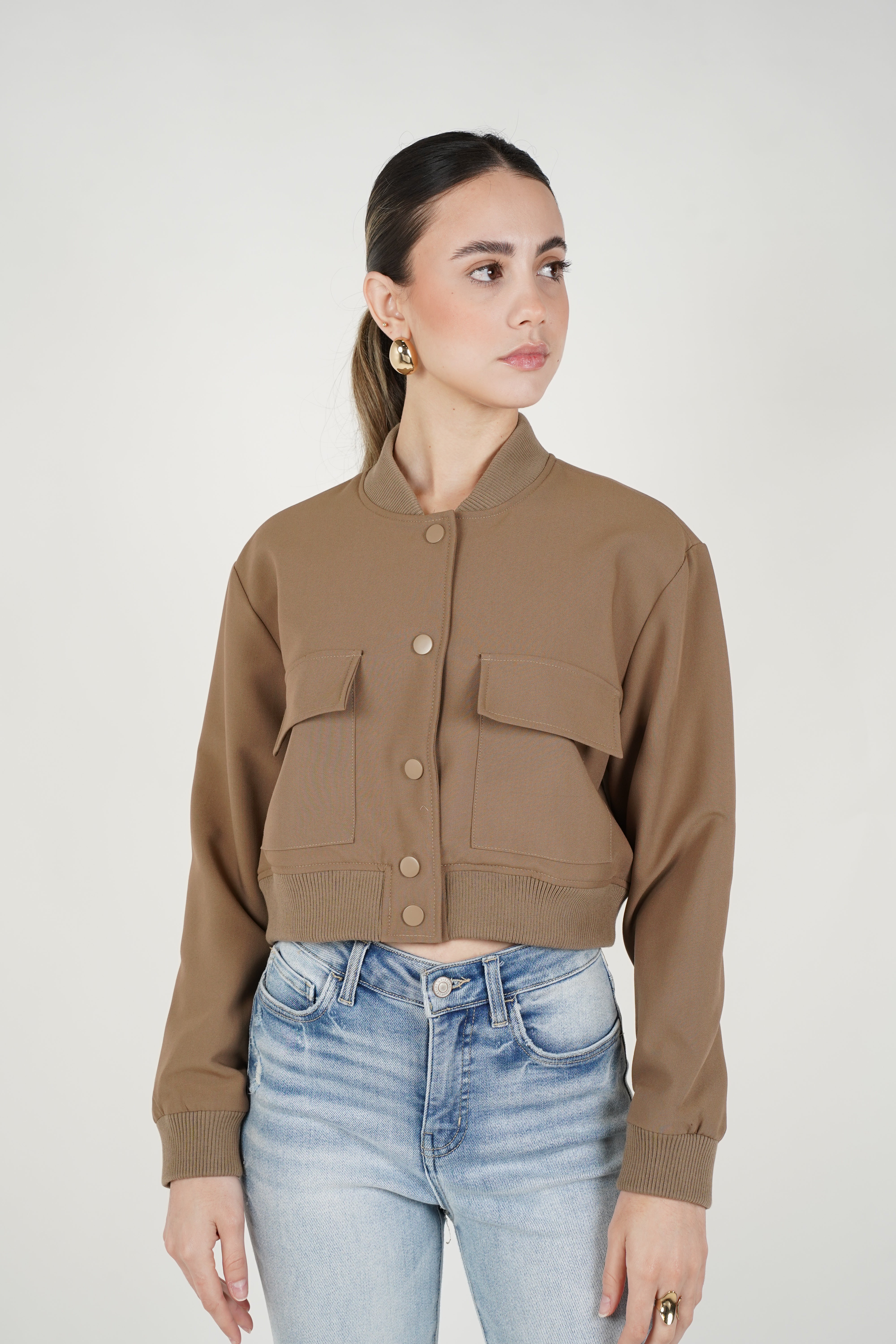 Grisselle Jacket – Structured Cropped Bomber in Deep Wine