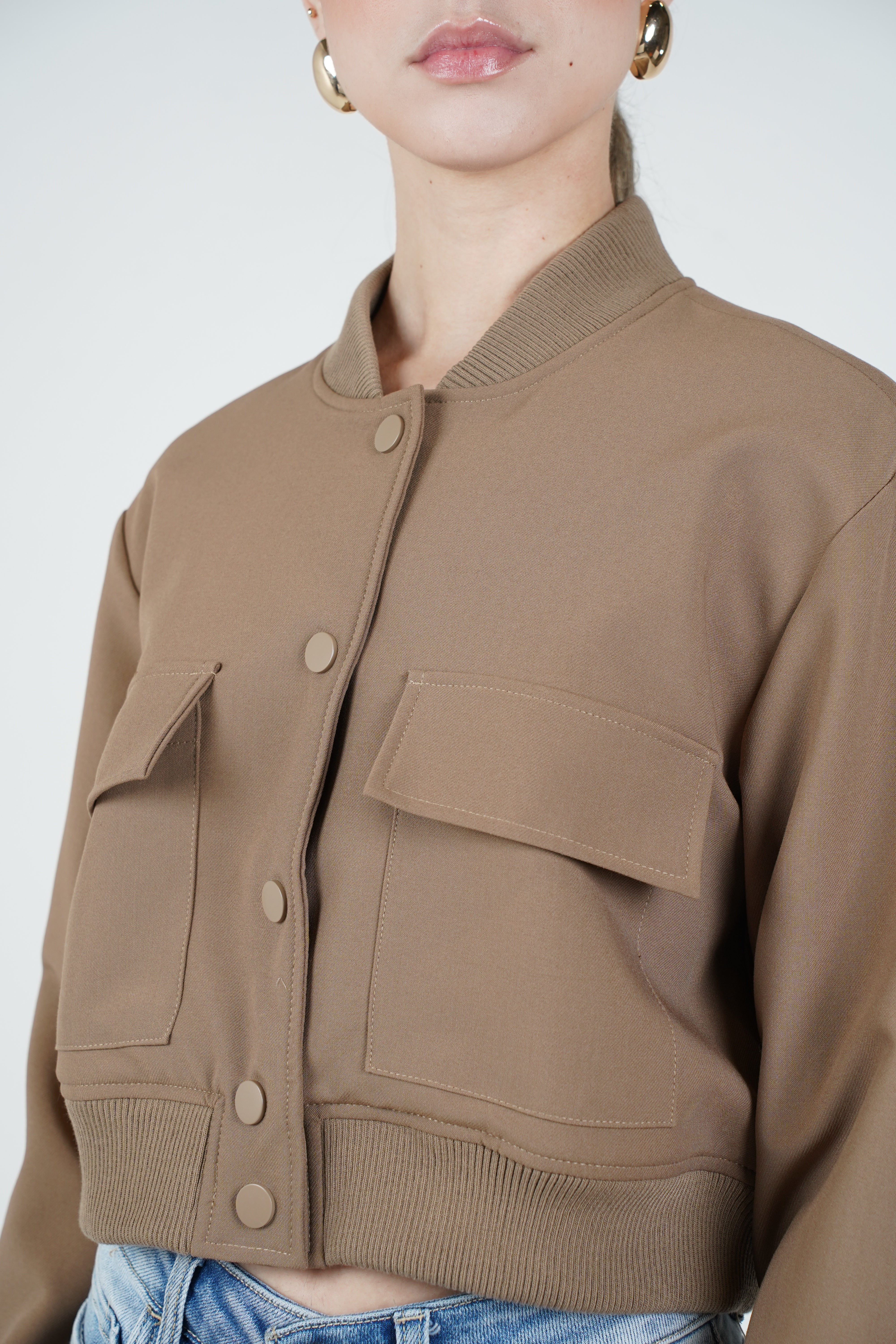 Grisselle Jacket – Structured Cropped Bomber in Deep Wine