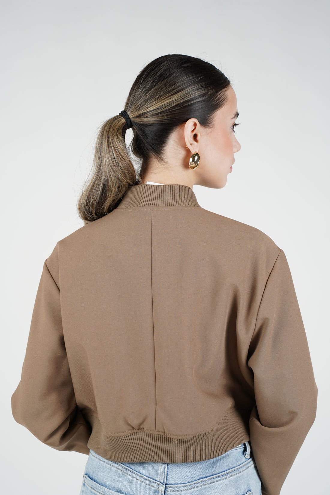 Grisselle Jacket – Structured Cropped Bomber in Deep Wine