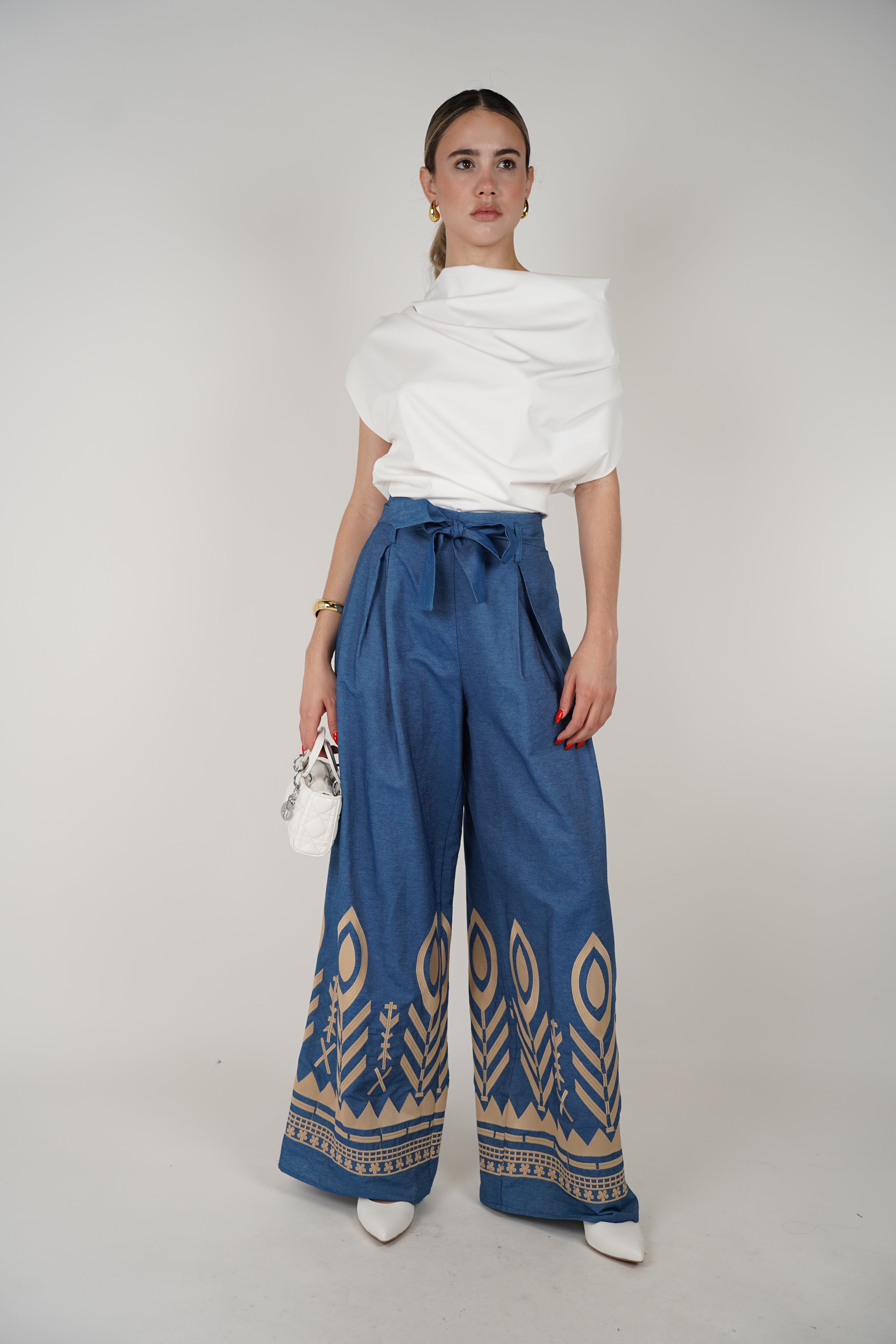 Olguita Embroidered Pants – Boho-Chic Wide-Leg Trousers