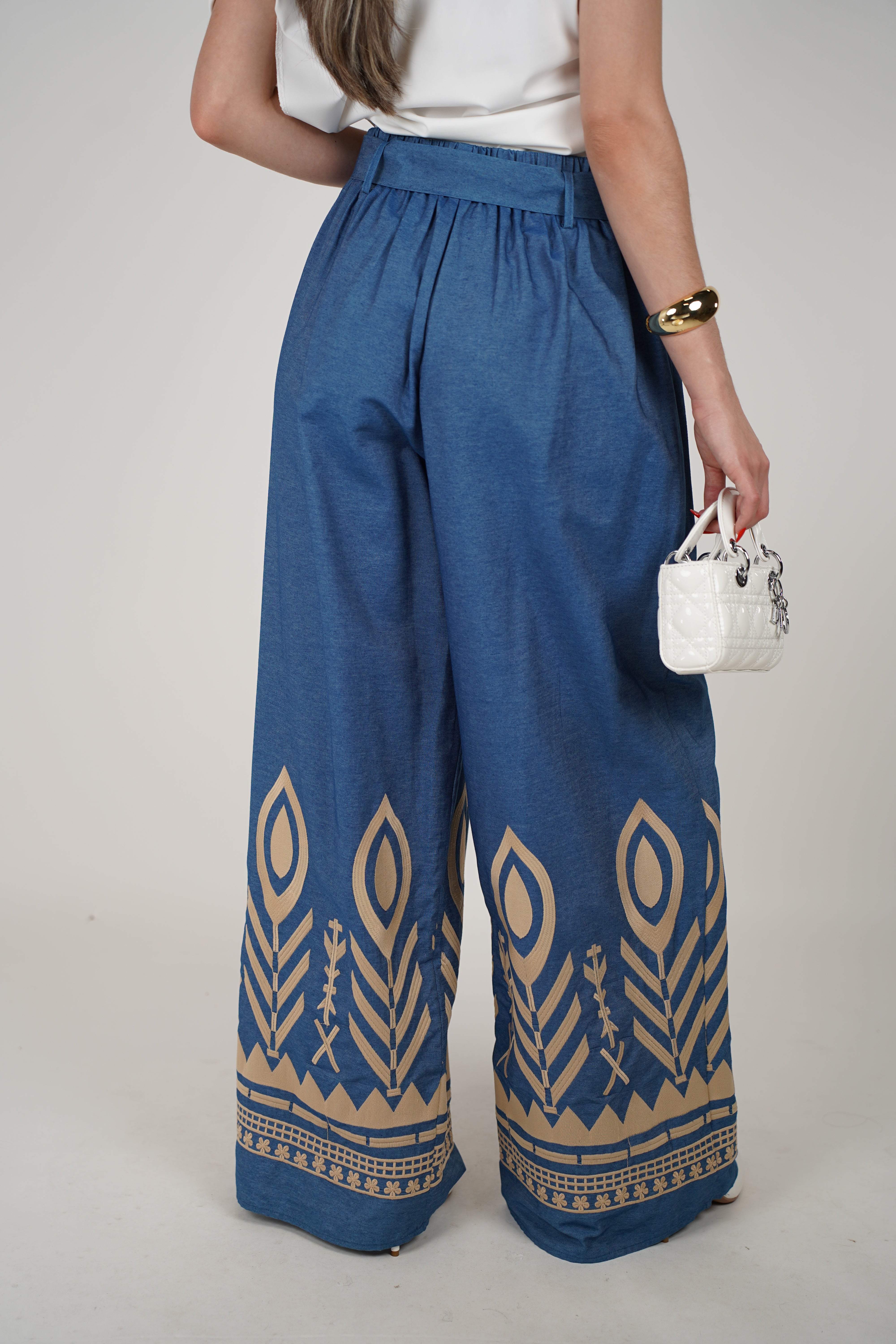 Olguita Embroidered Pants – Boho-Chic Wide-Leg Trousers