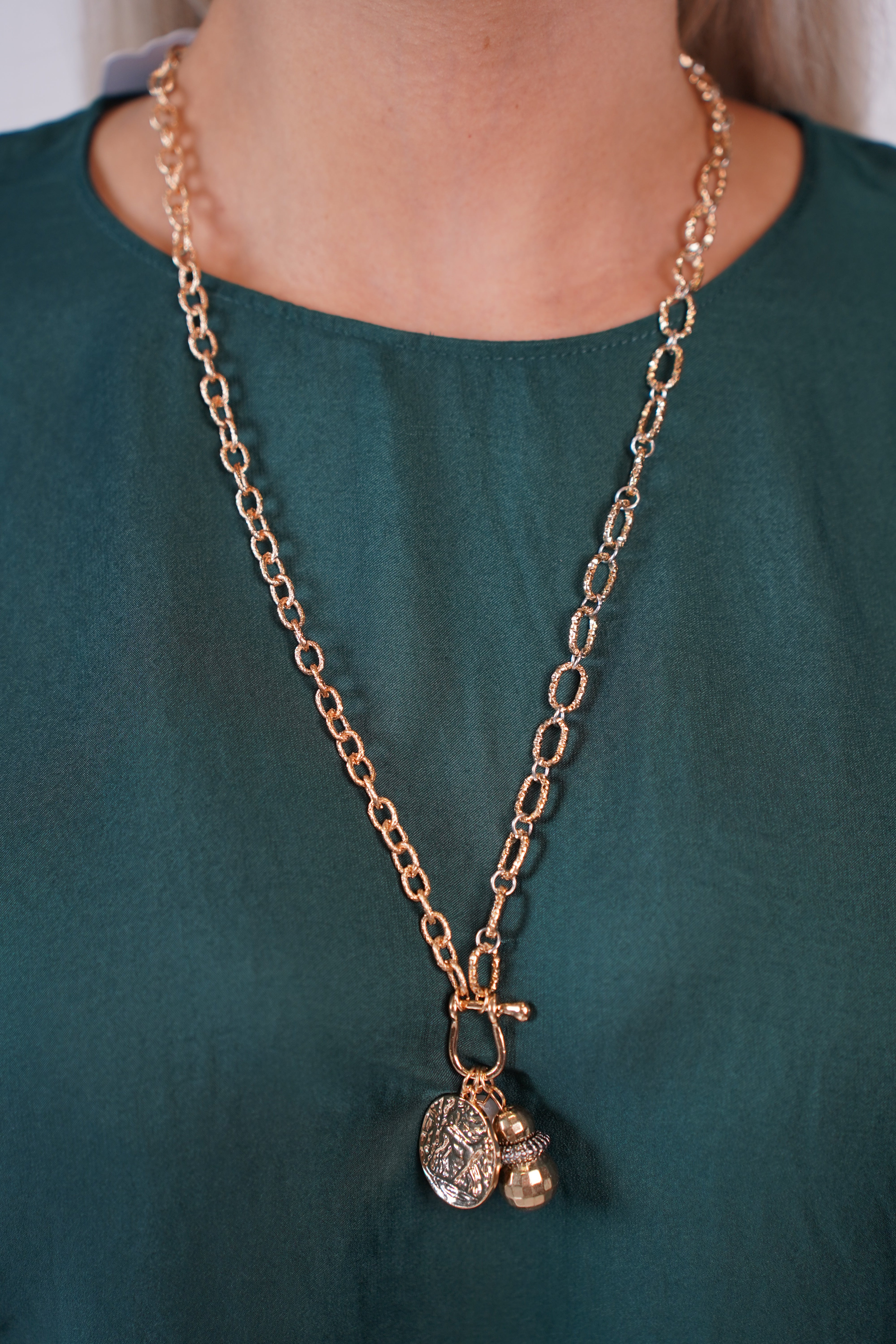 Liusmila Necklace – Gold Chain with Coin & Charm Pendants