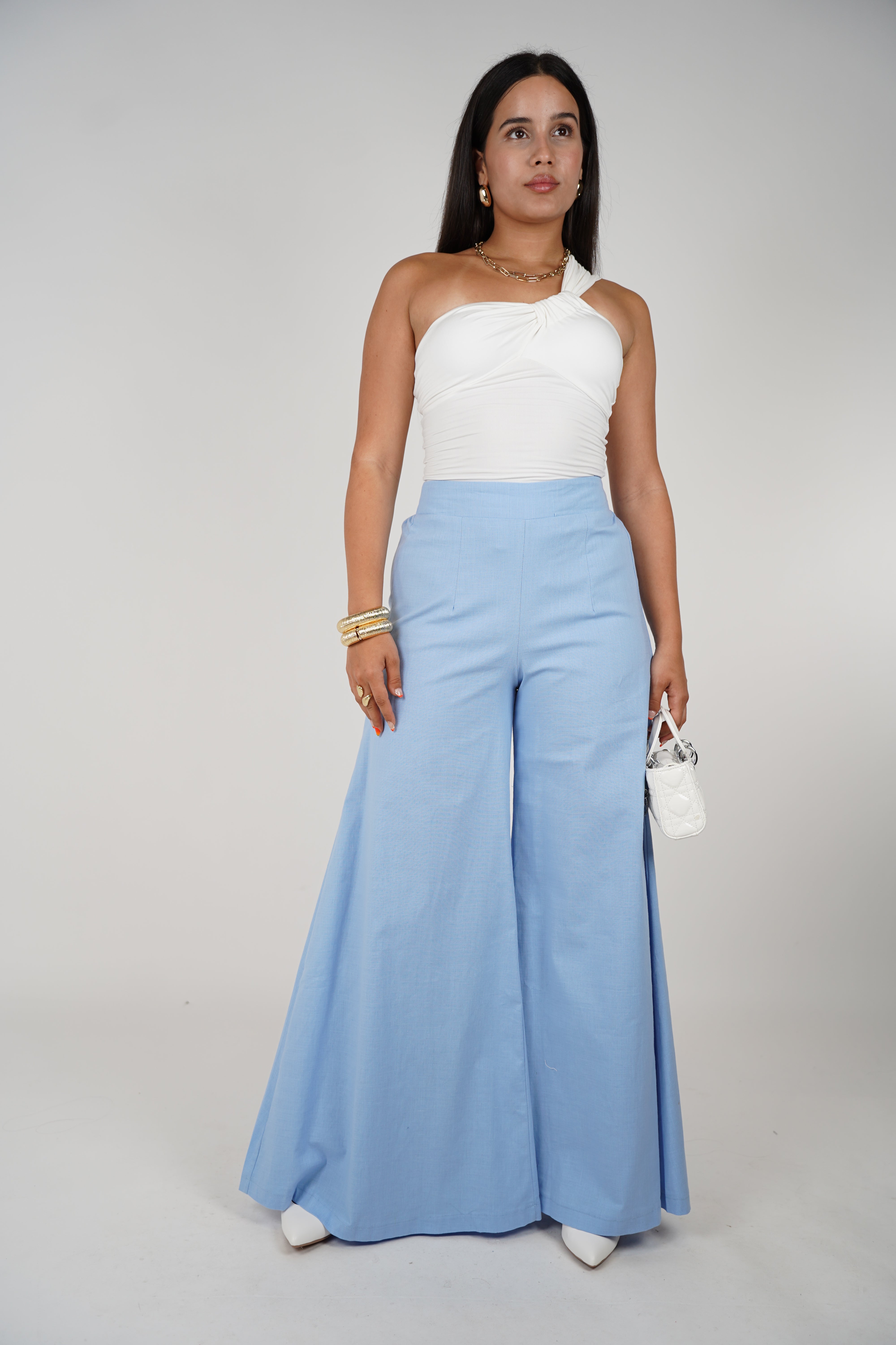 Jina Flowy Pants – Crisp Wide-Leg Statement