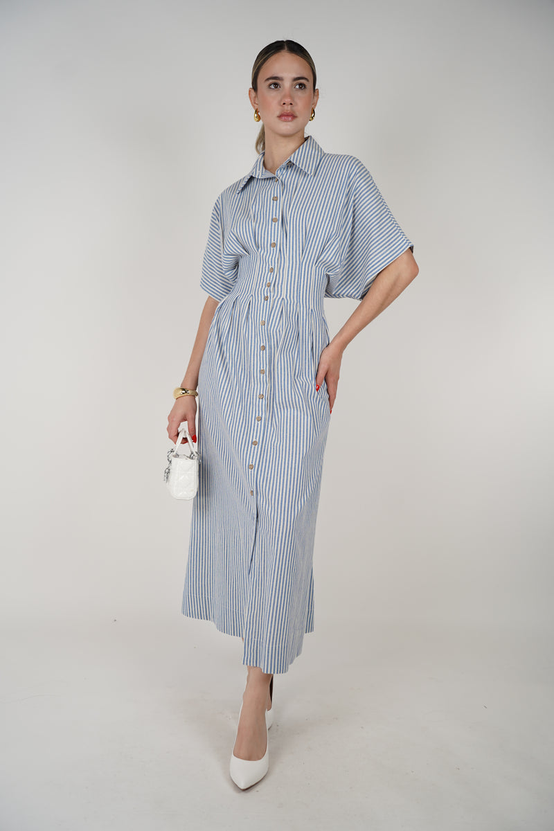 Seli Striped Maxi Dress – Button Down with Flowy Fit