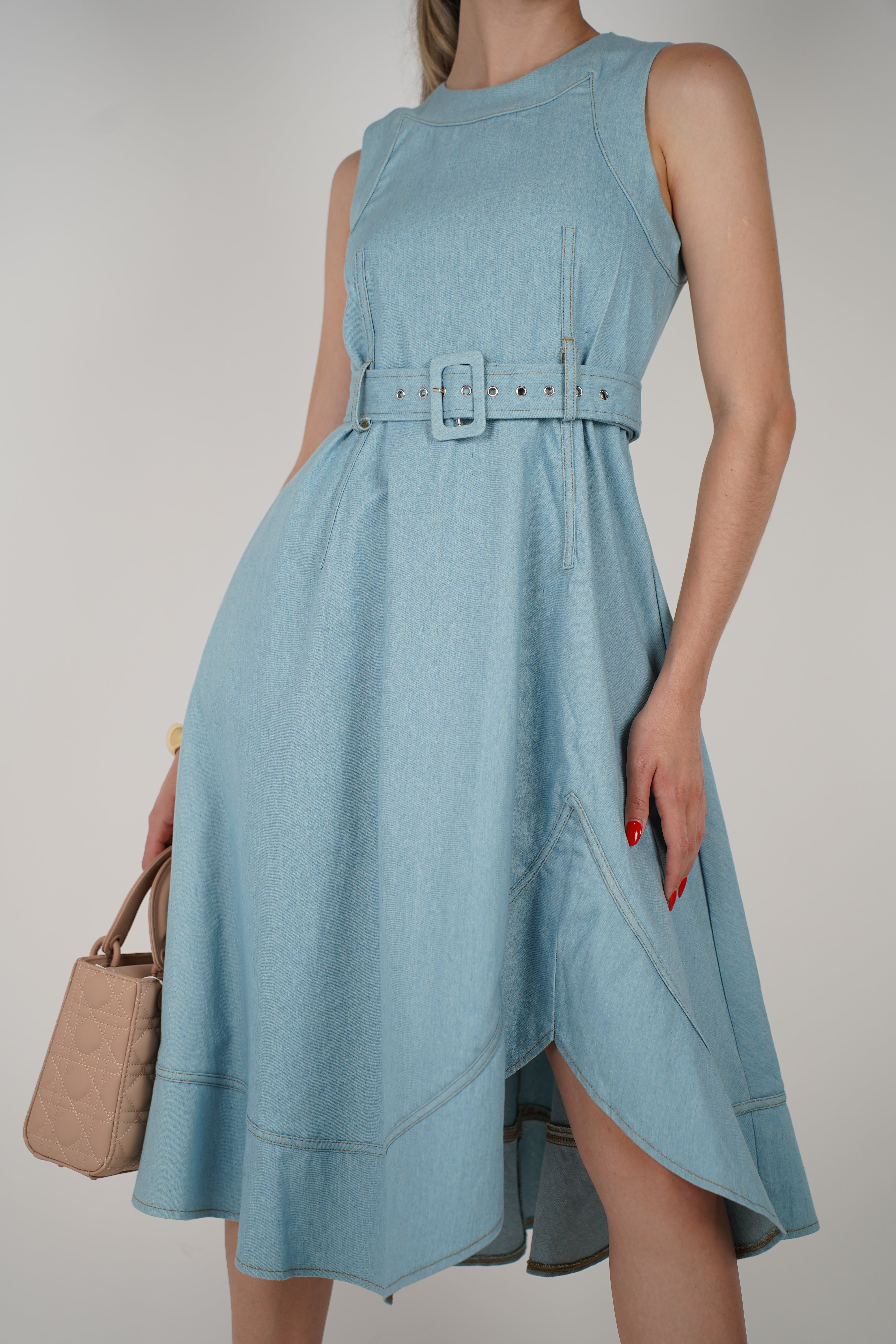 Keli Denim Dress – Structured Sleeveless Fit & Flare