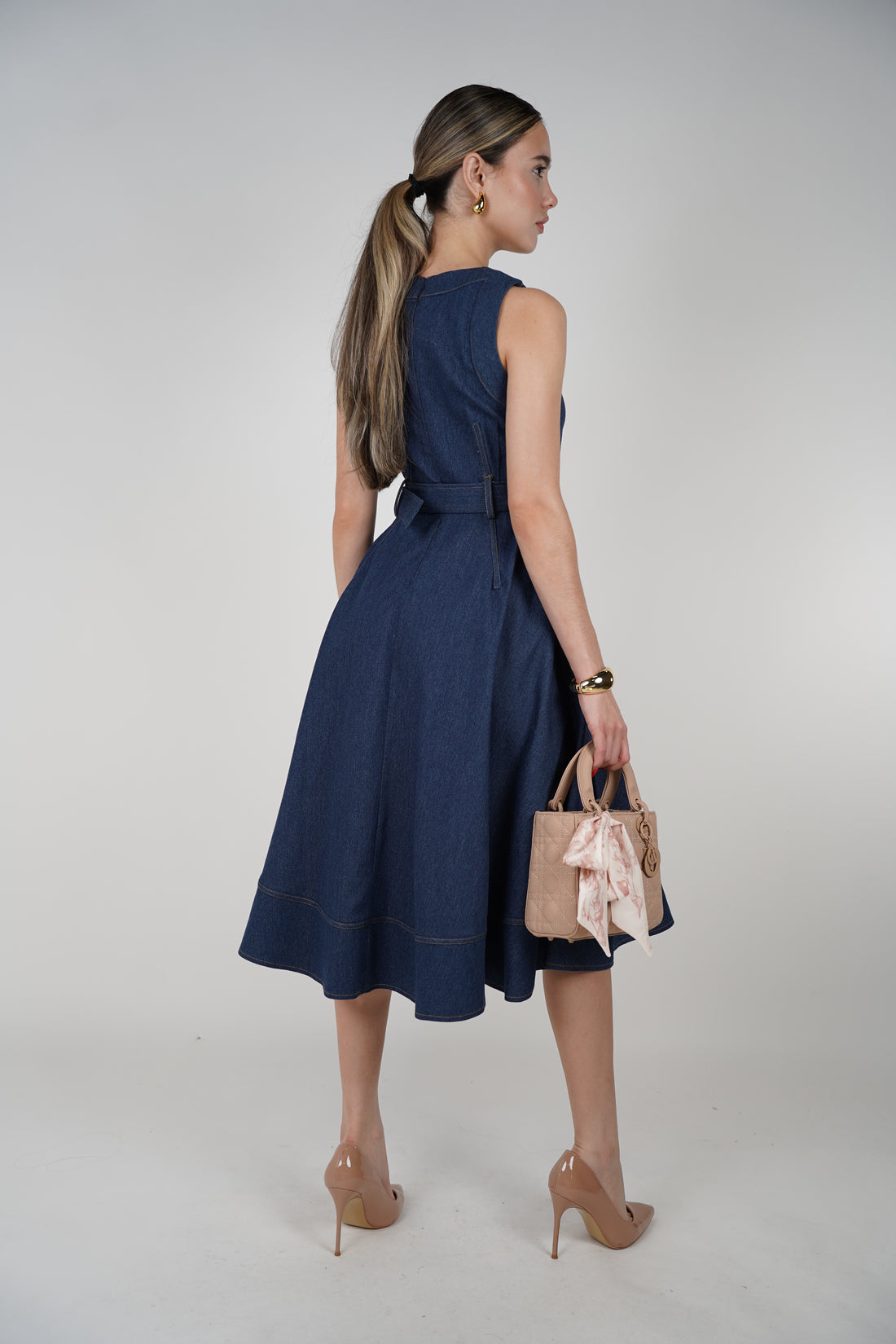 Keli Denim Dress – Structured Sleeveless Fit & Flare