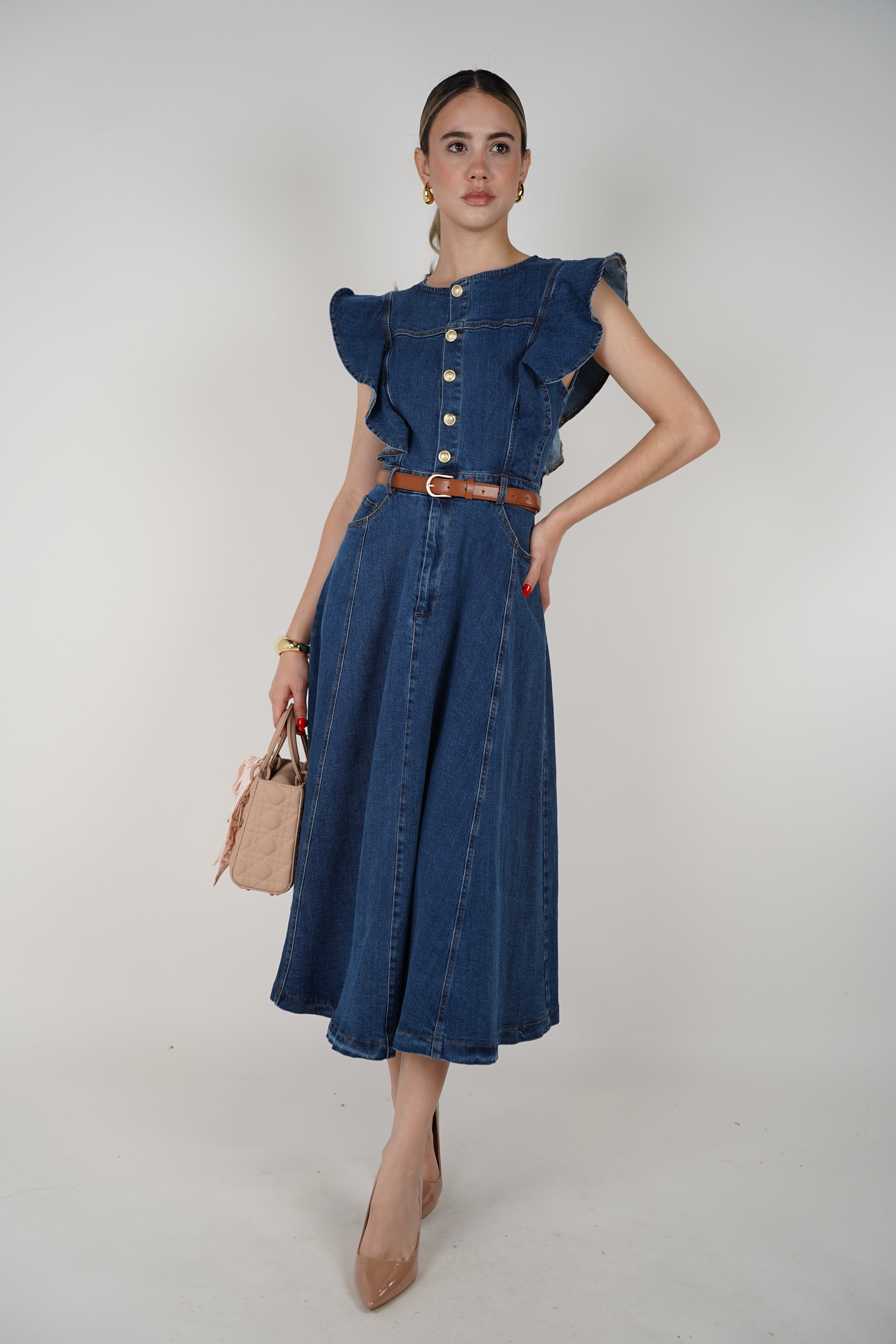 Kysa Denim Dress – Classic Fit with Feminine Flair