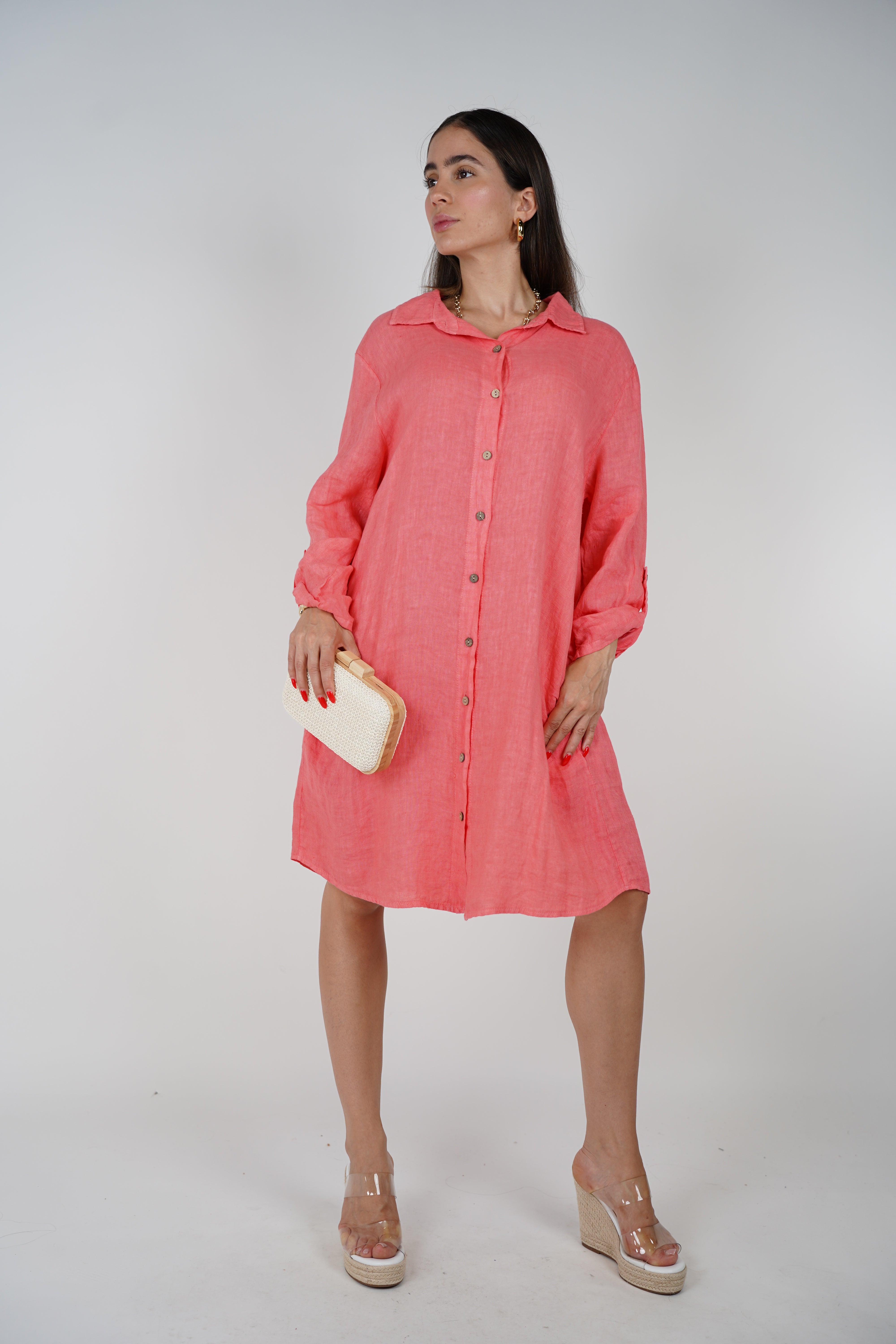 Loom Linen Shirt Dress – Lightweight Button-Down in One Size