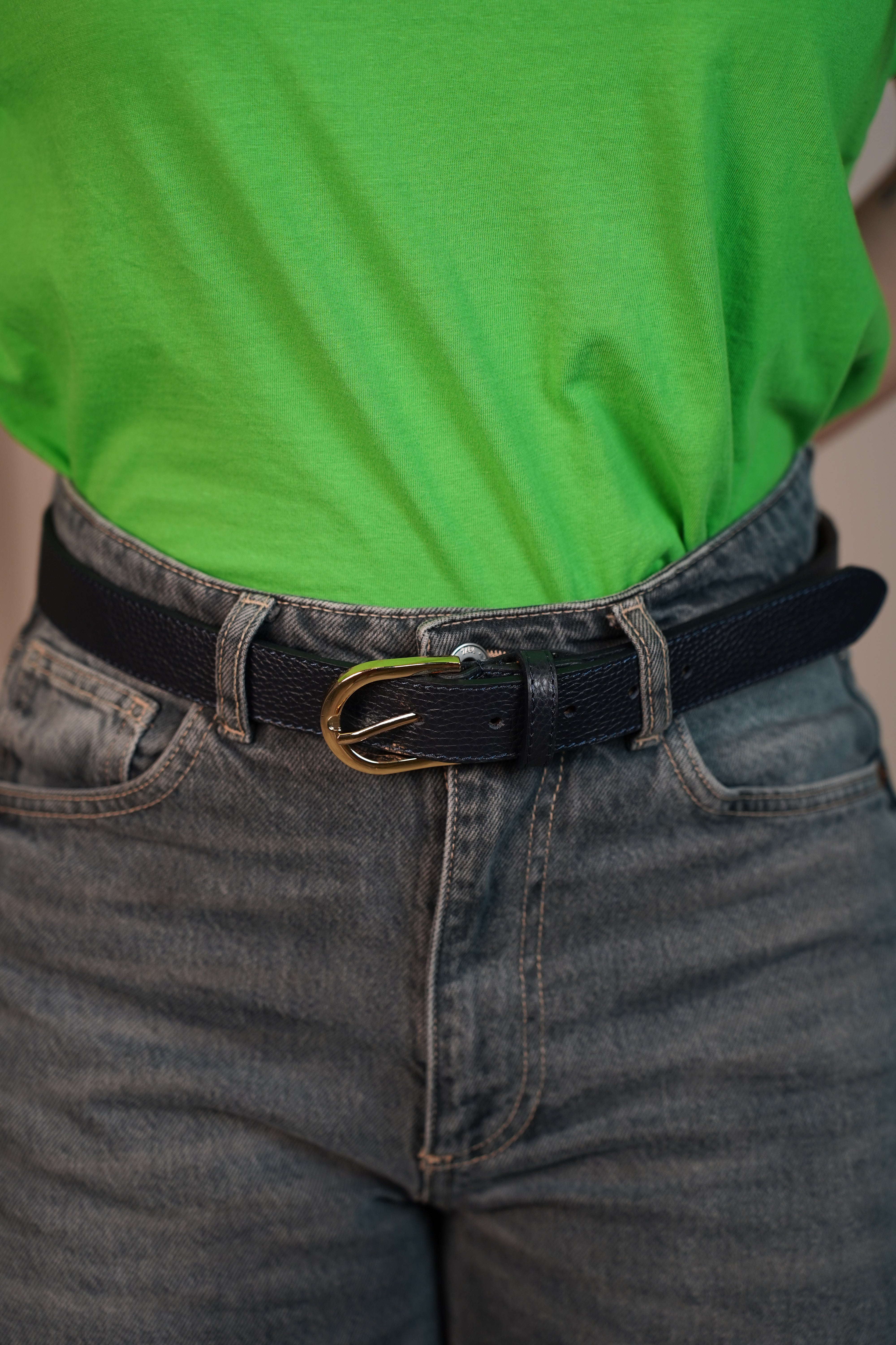 Zarah Classic Faux Leather Belt – Pebbled Finish with Gold Buckle in 3 Colors - Carema Boutique