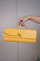 MariaElene Metallic Snake-Embossed Clutch – Structured Handle Bag in 6 Colors - Carema Boutique