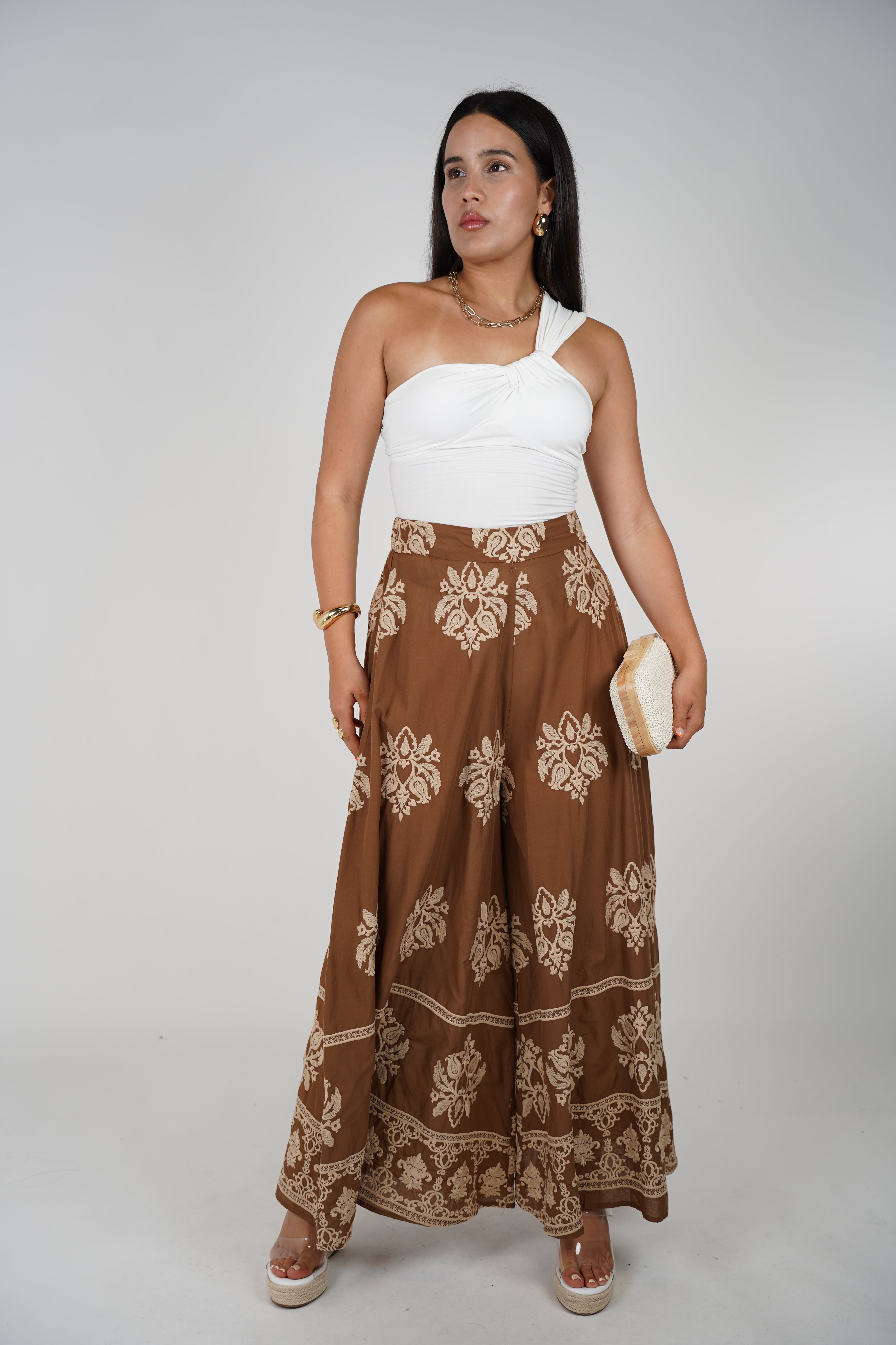 Tessi Embroidered Pants – Elegant Boho Wide-Leg Statement